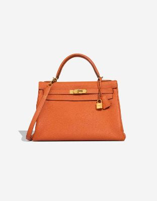 Sac HERMES Kelly 32 en Cuir Orange - 103223
