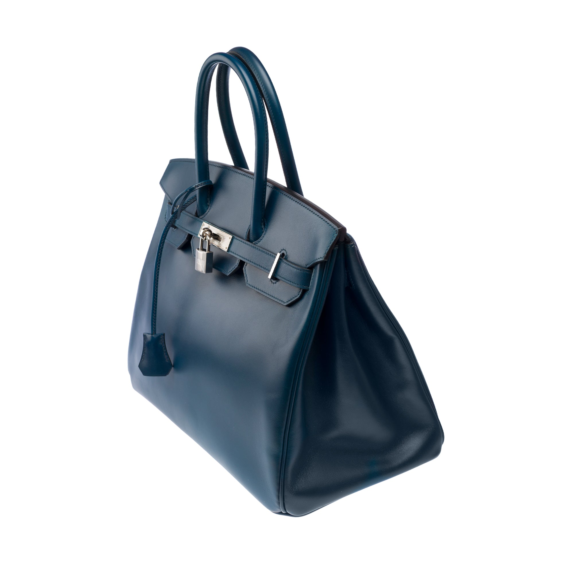 Sac HERMES Birkin 35 en Cuir Bleu - 103221