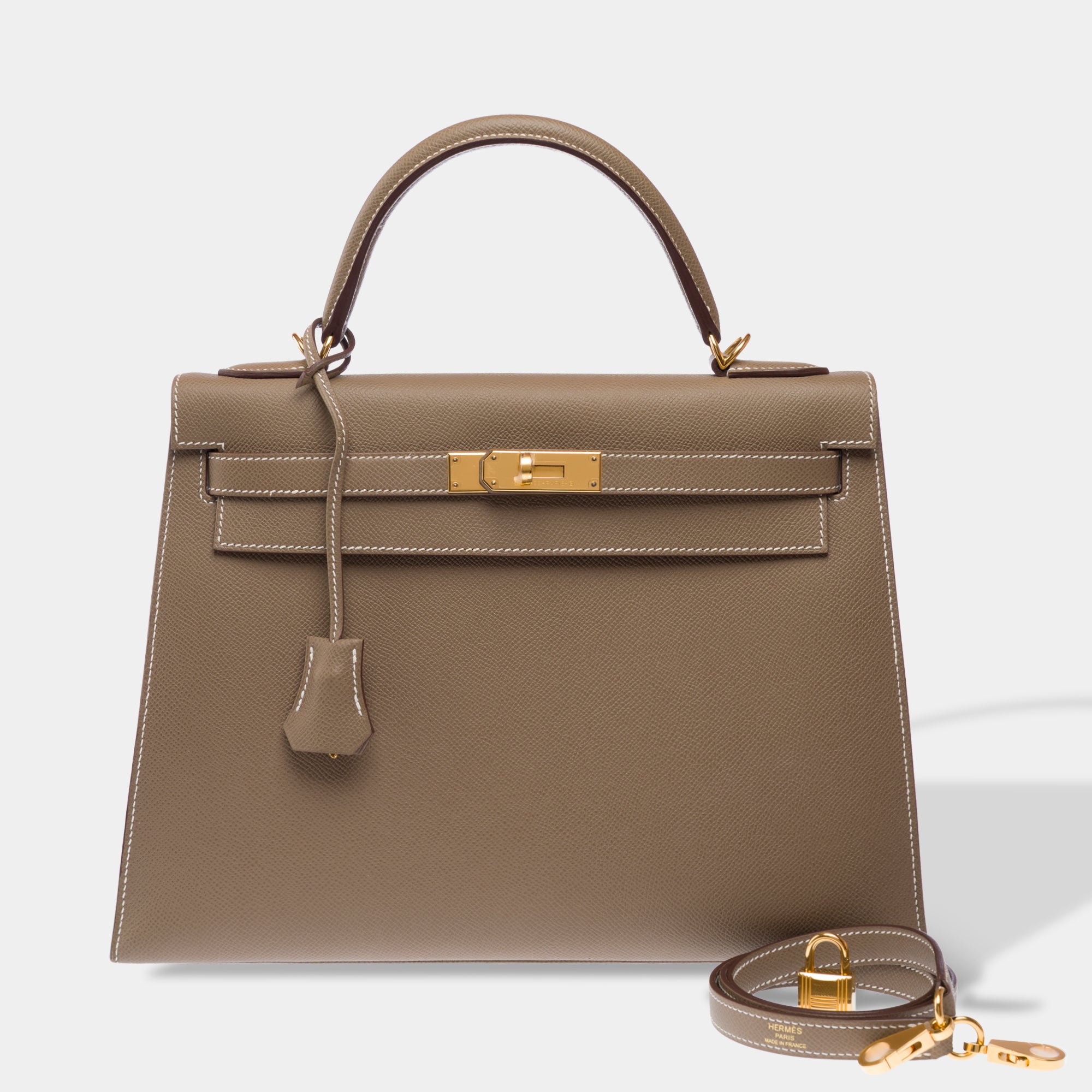 Sac HERMES Kelly 32 en Cuir Étoupe - 103222