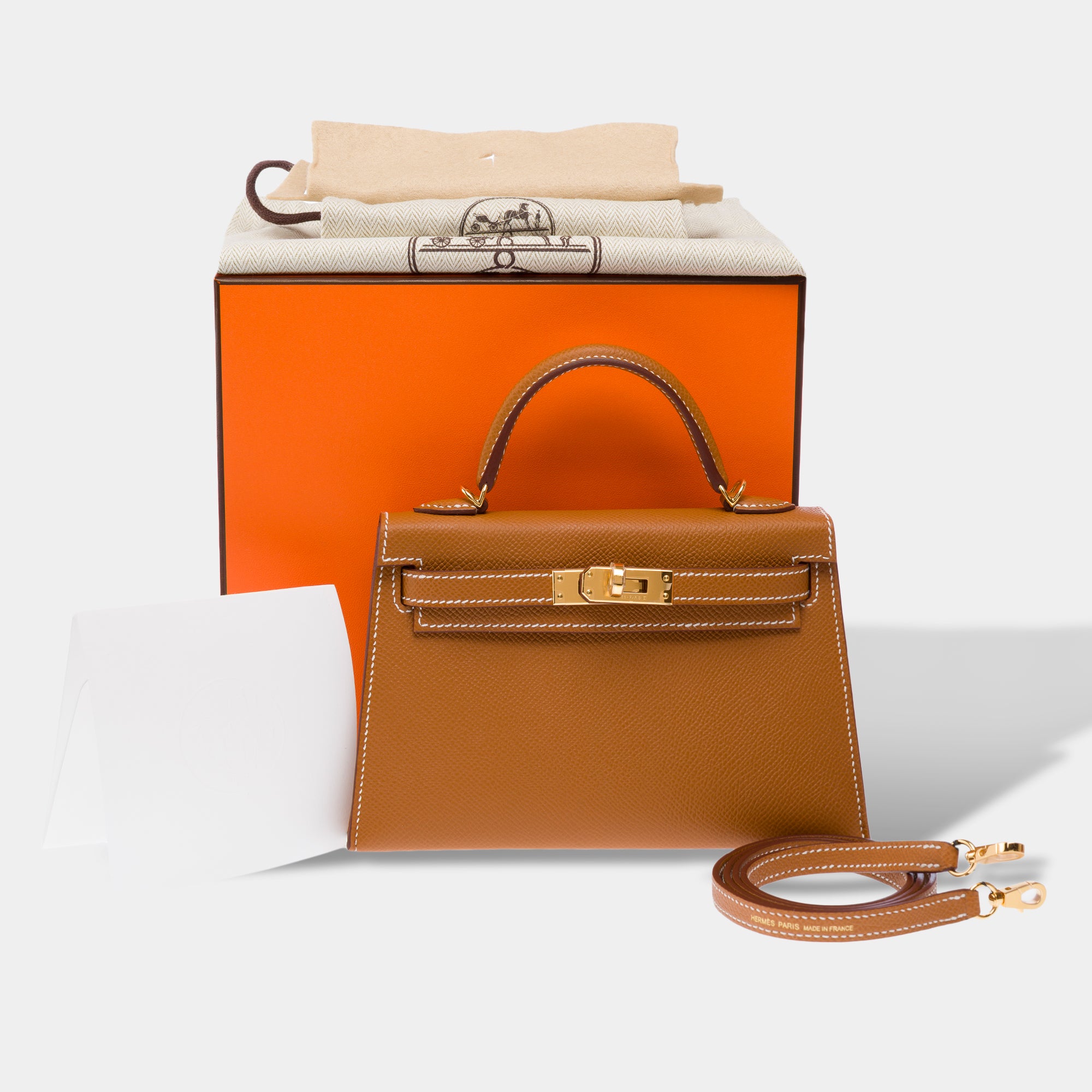 Sac HERMES Kelly Mini en Cuir Doré - 103261