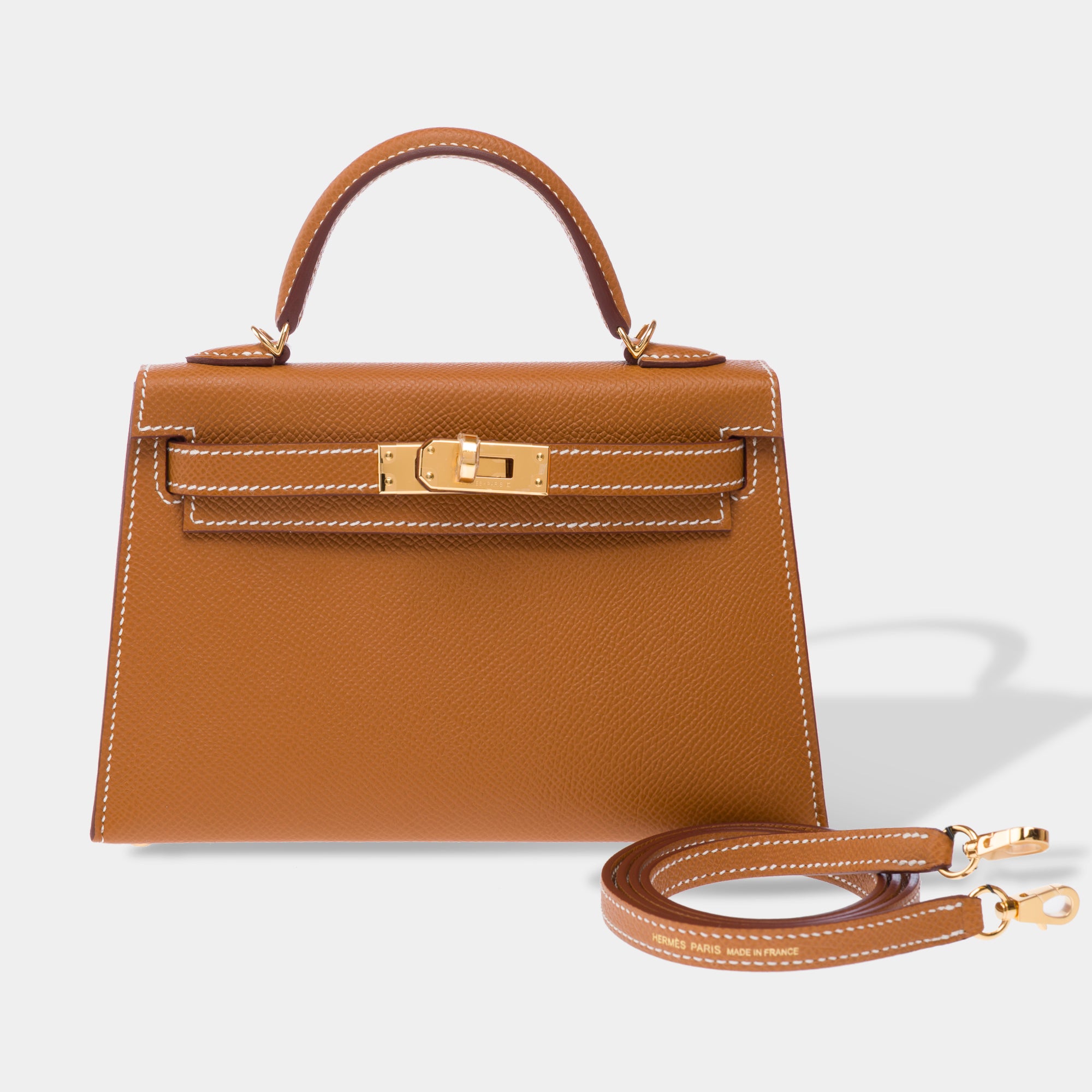 Sac HERMES Kelly Mini en Cuir Doré - 103261