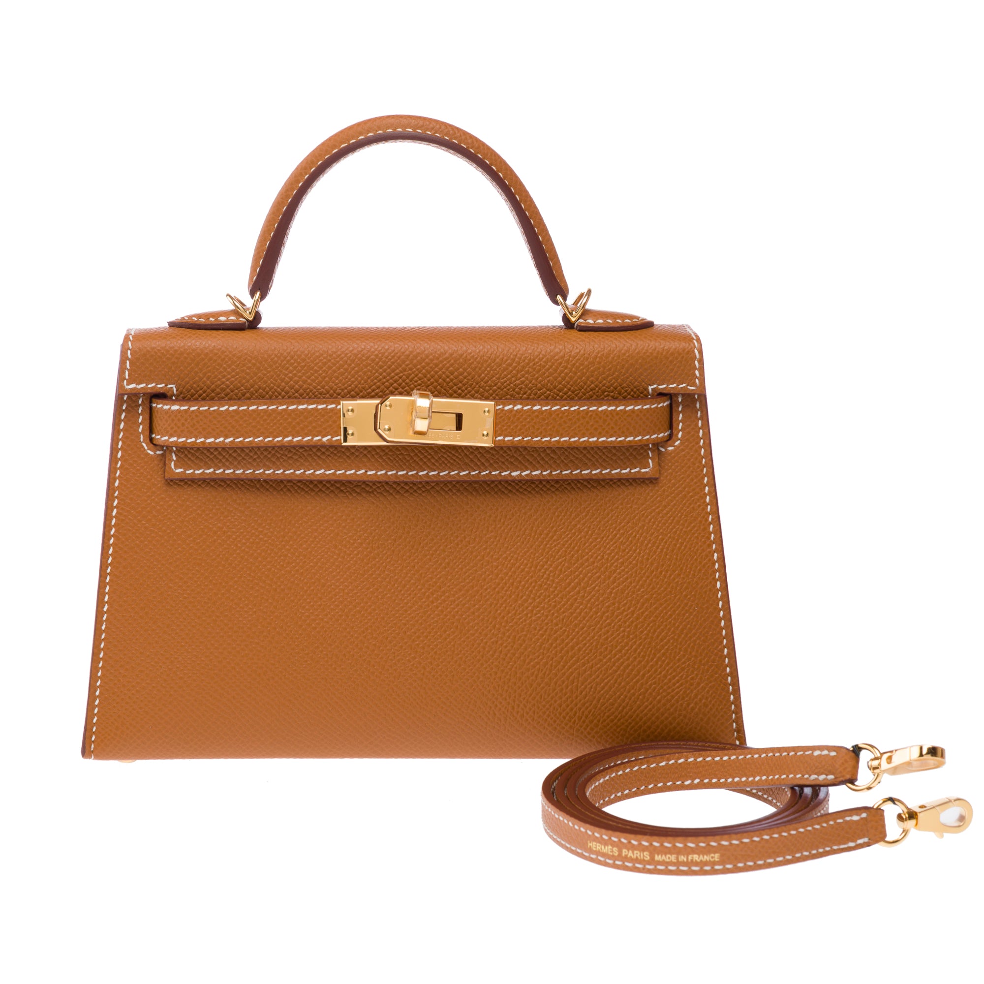 Sac HERMES Kelly Mini en Cuir Doré - 103261