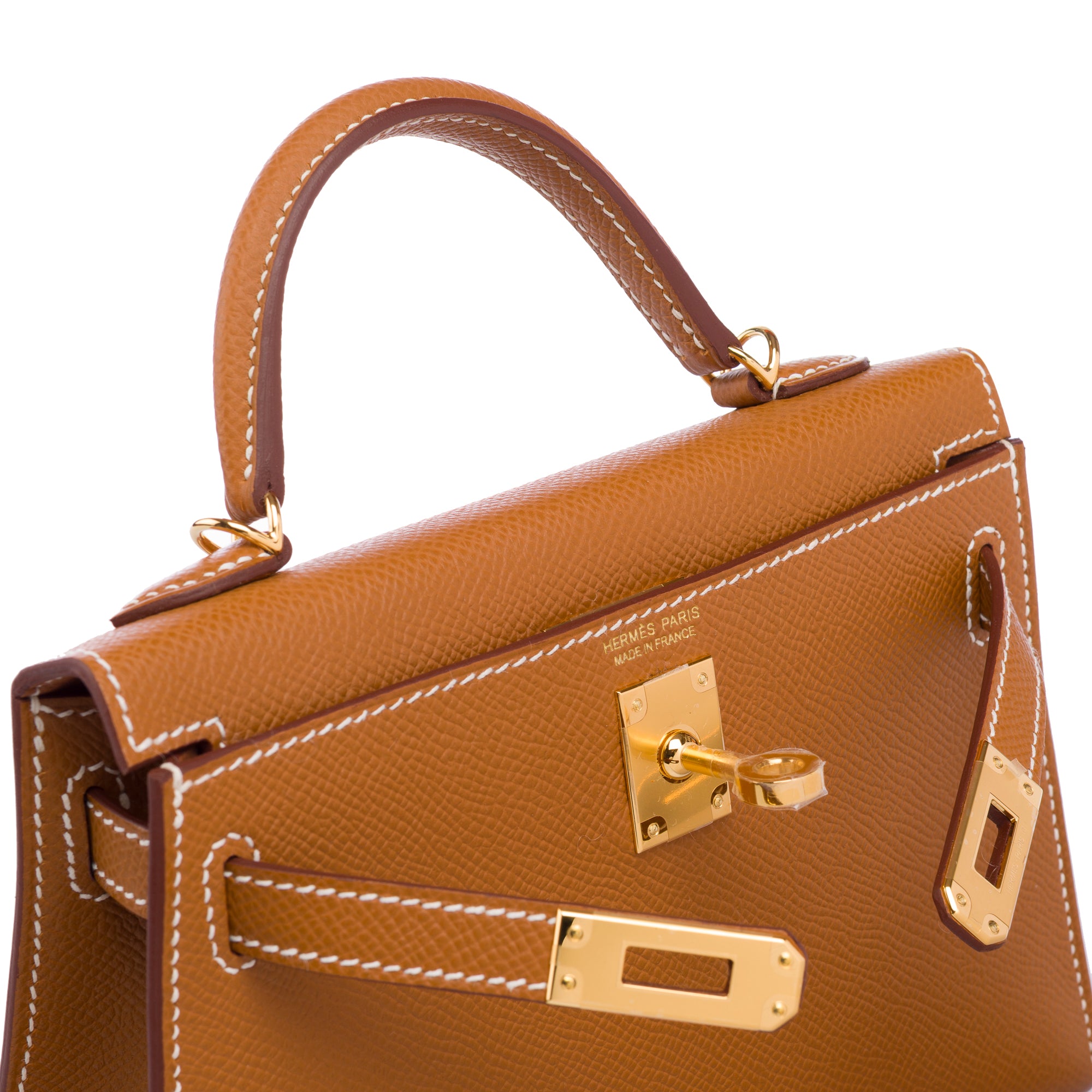 Sac HERMES Kelly Mini en Cuir Doré - 103261