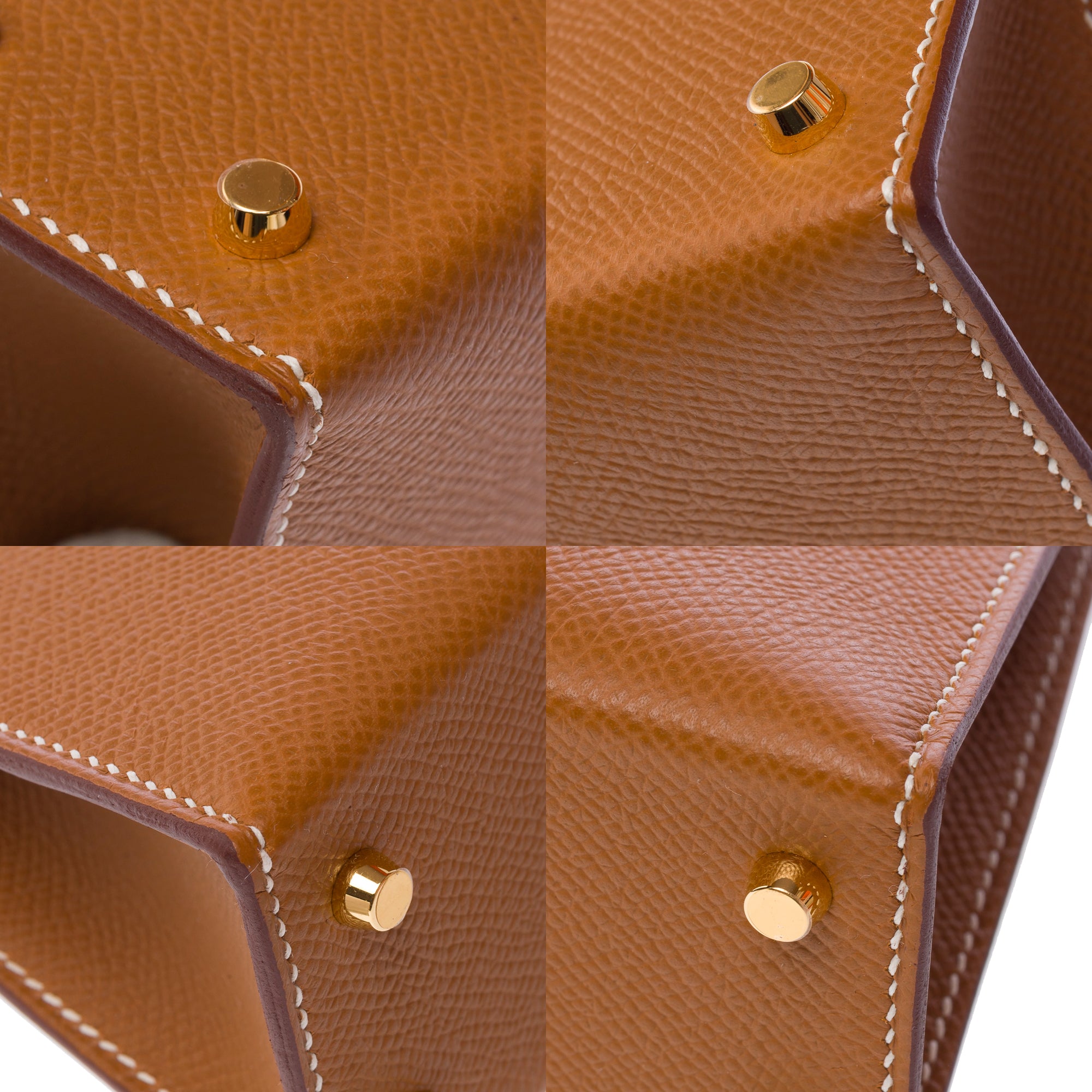 Sac HERMES Kelly Mini en Cuir Doré - 103261