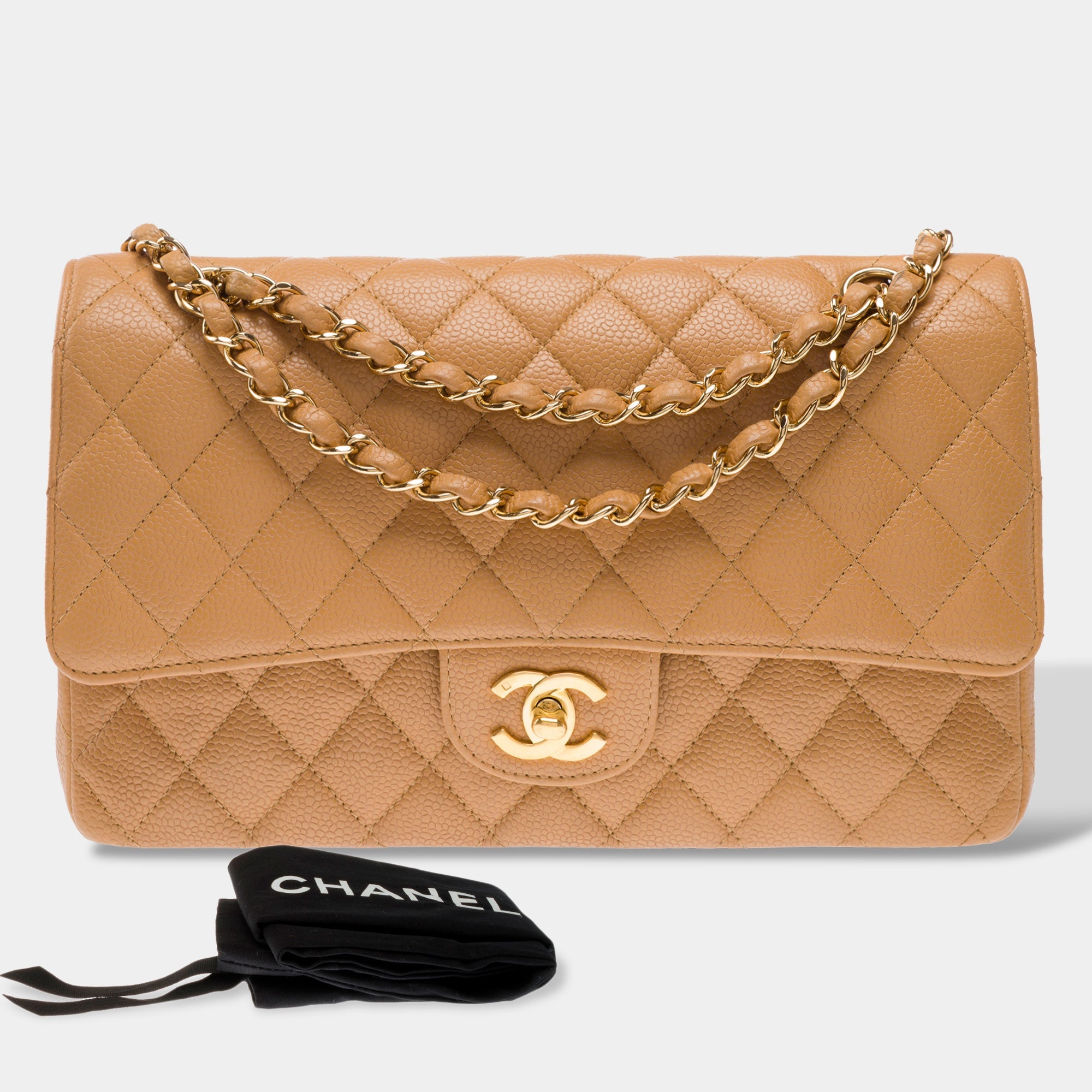 Sac CHANEL Timeless/Classique en Cuir Beige - 103263