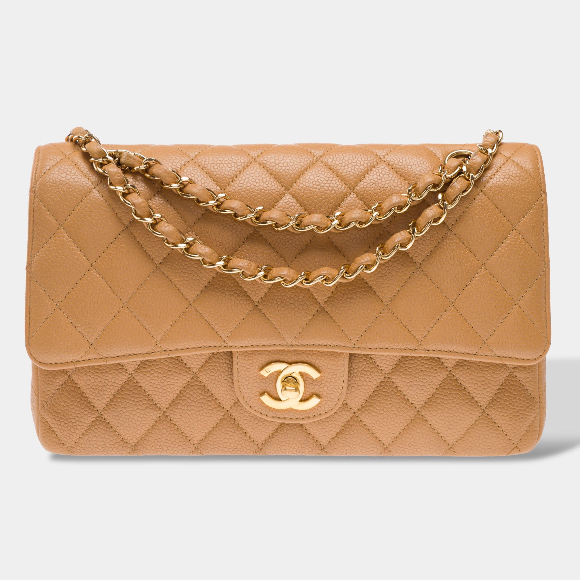 Sac CHANEL Timeless/Classique en Cuir Beige - 103263