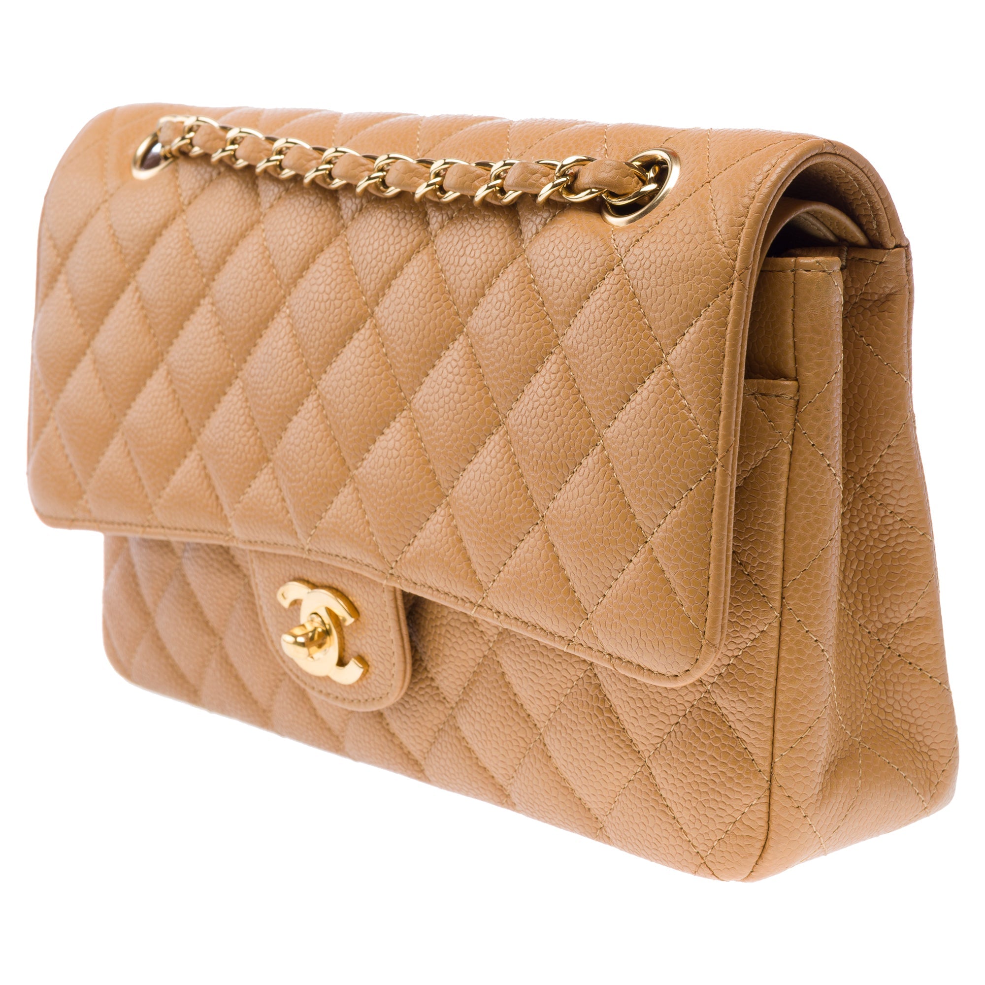 Sac CHANEL Timeless/Classique en Cuir Beige - 103263