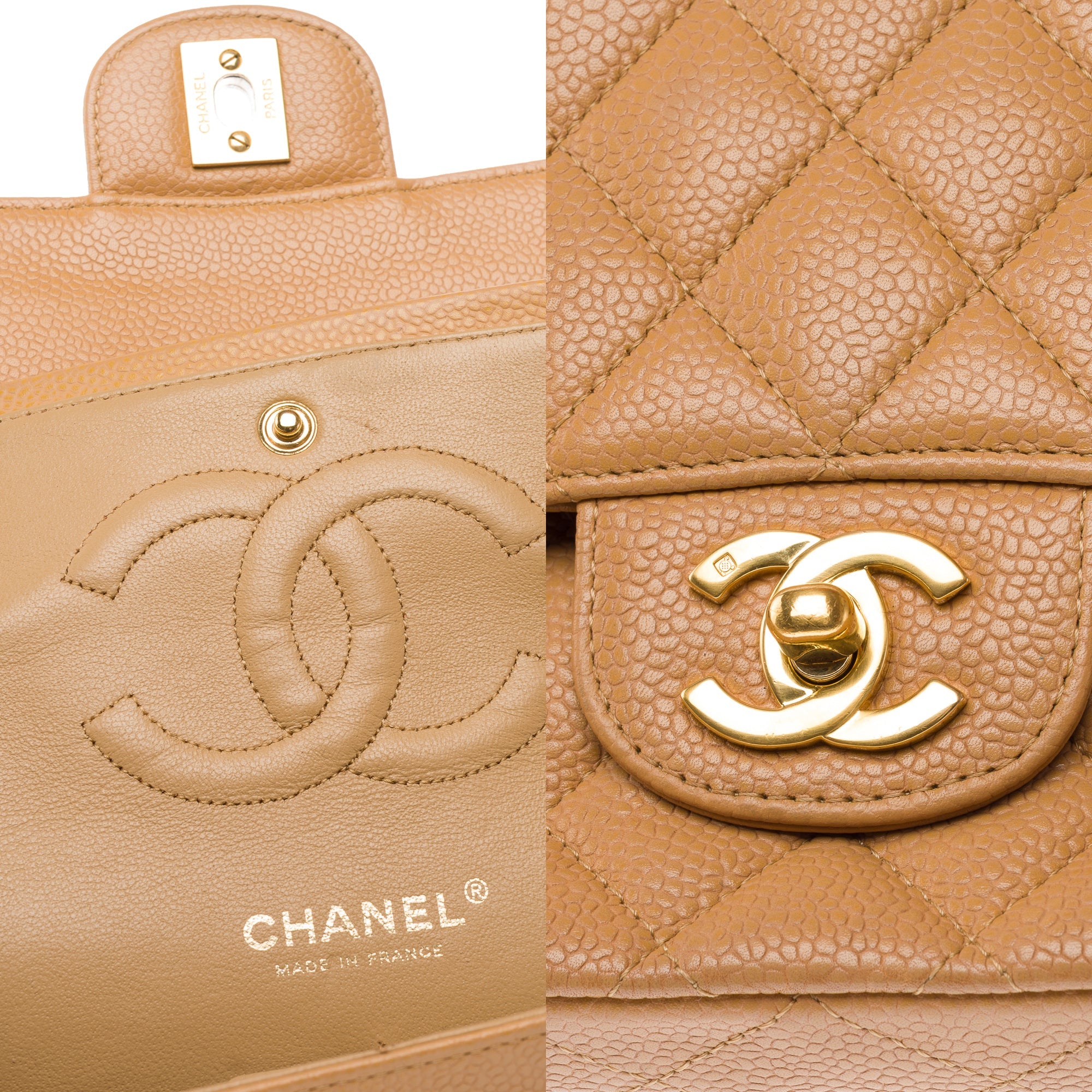 Sac CHANEL Timeless/Classique en Cuir Beige - 103263