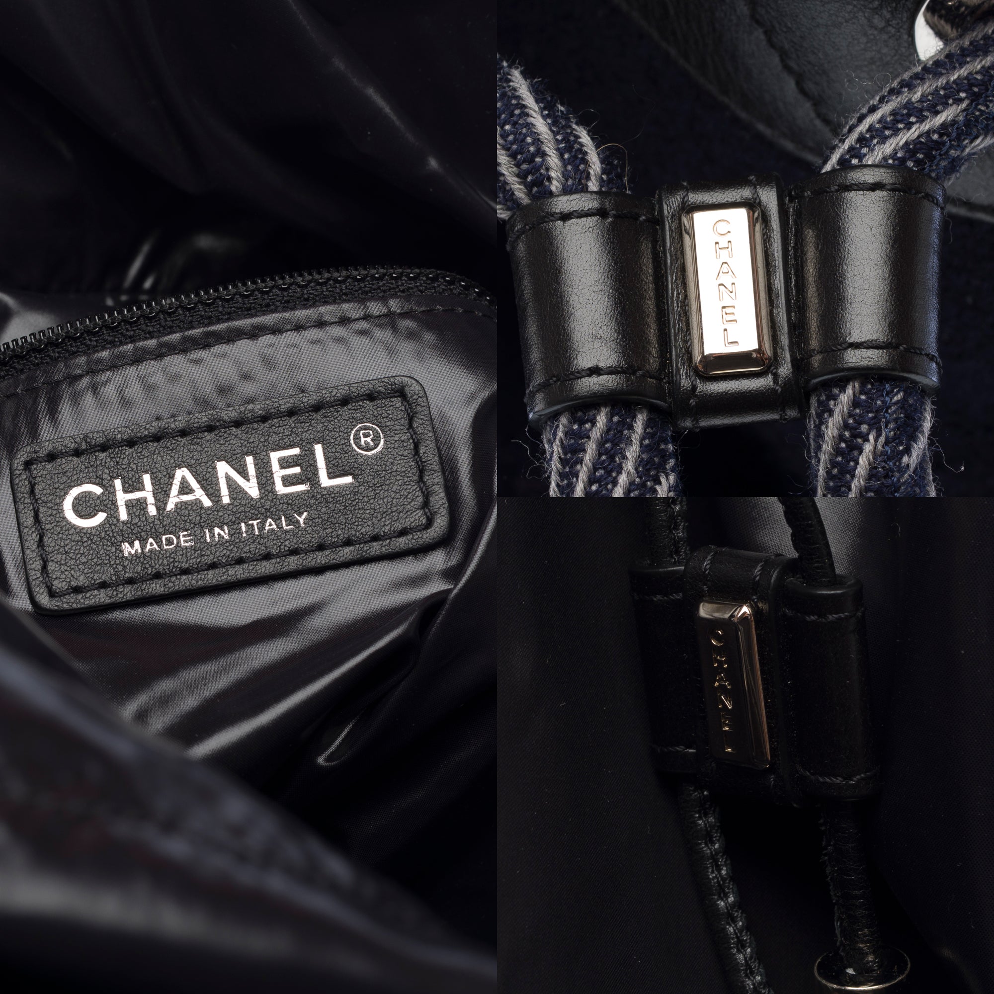 Sac CHANEL en Lain Bleu Marine - 103259