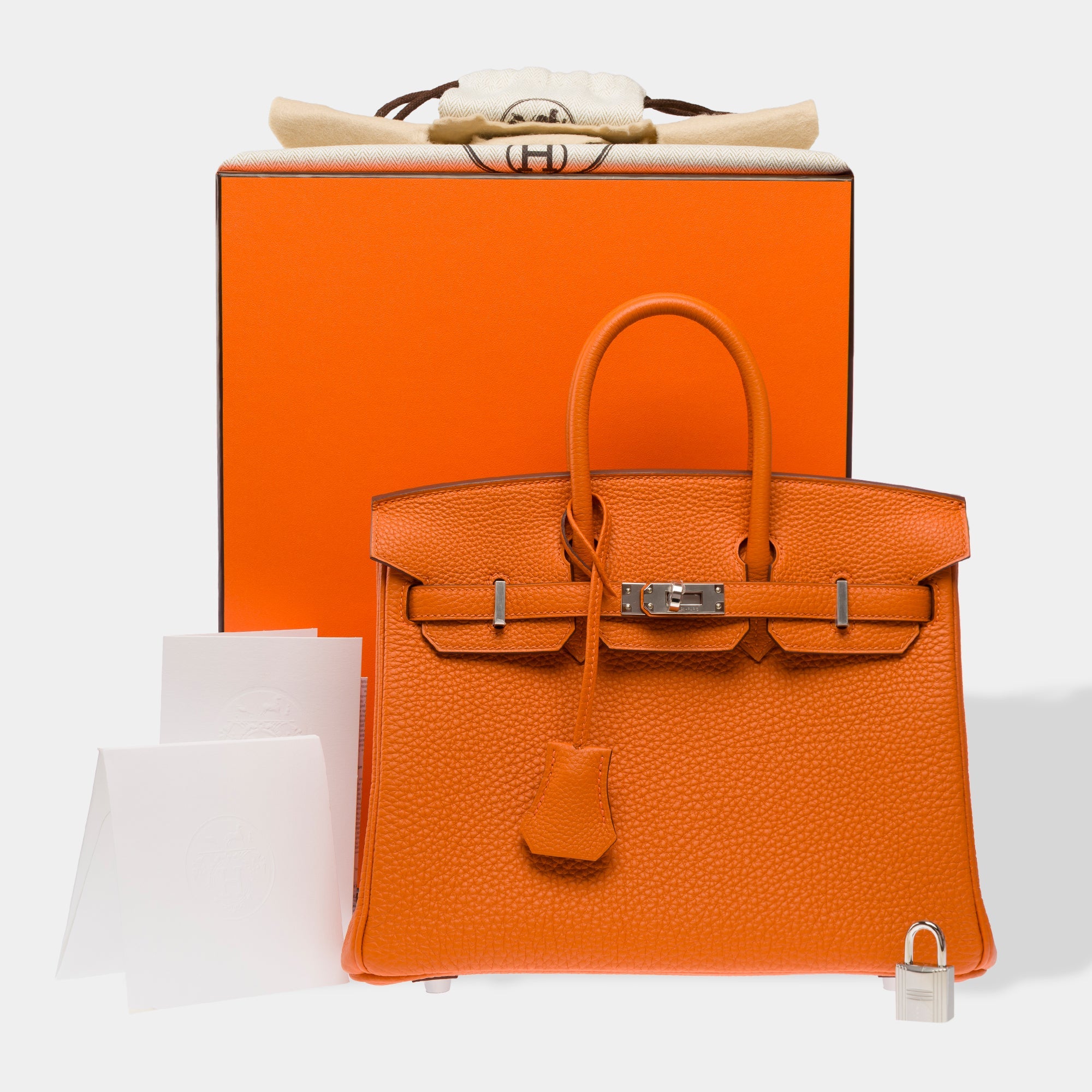 Sac HERMES Birkin 25 en Cuir Orange - 103286