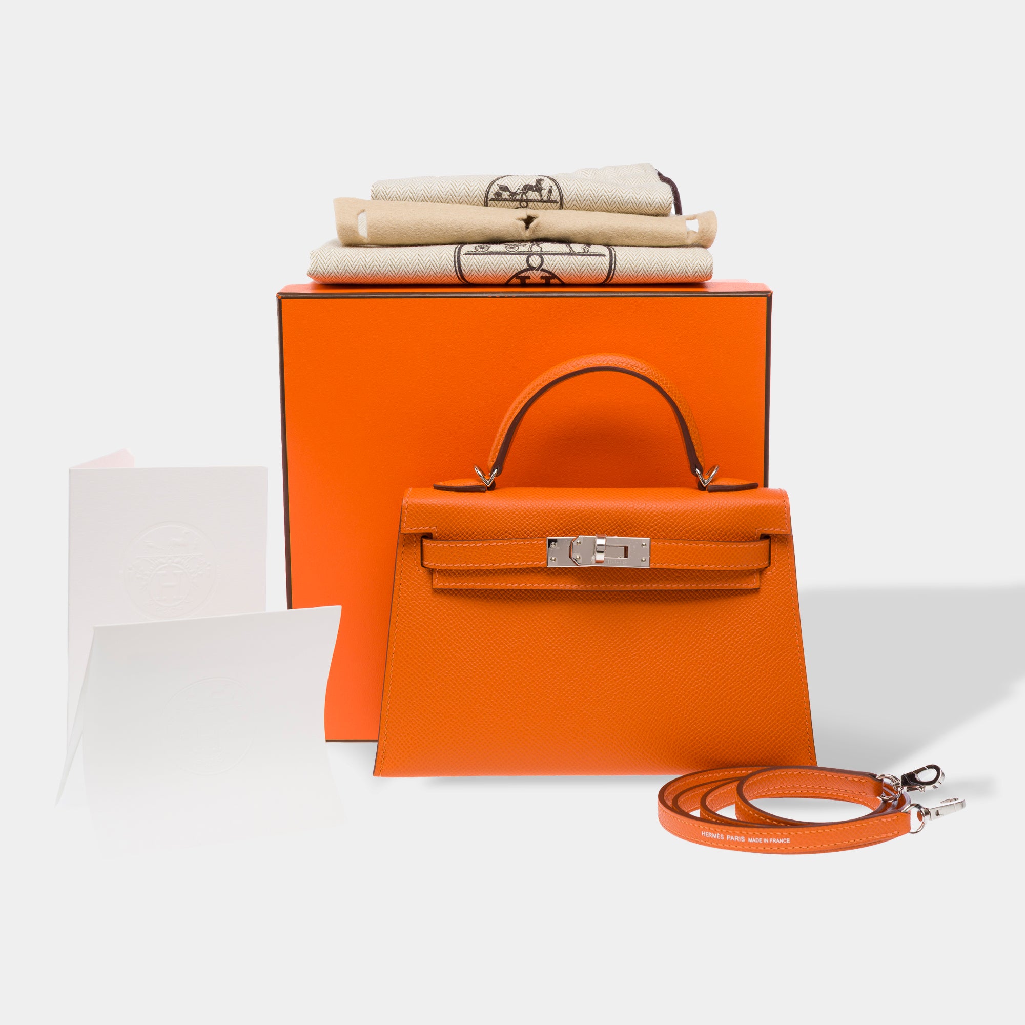 Sac HERMES Kelly Mini en Cuir Orange - 103285