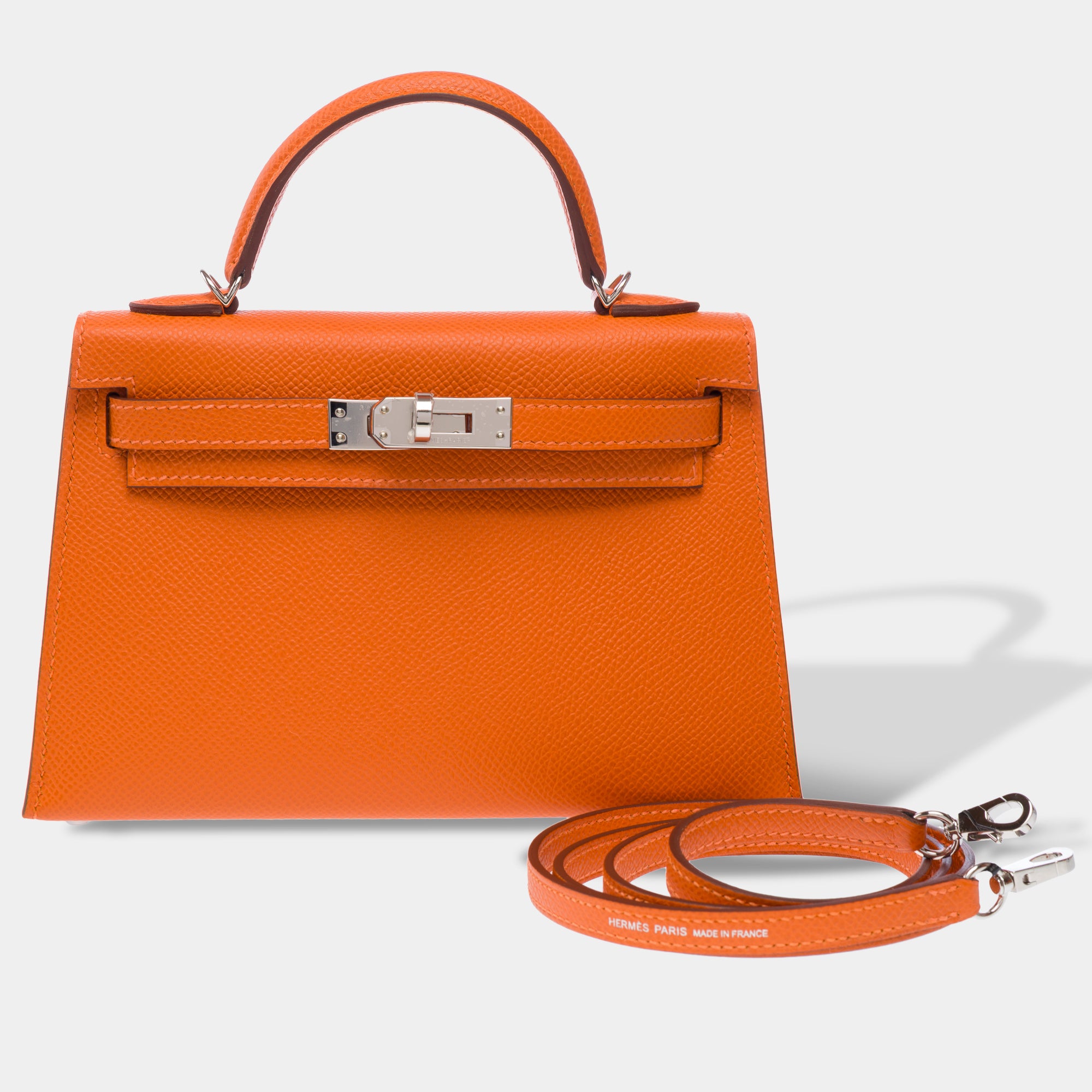 Sac HERMES Kelly Mini en Cuir Orange - 103285