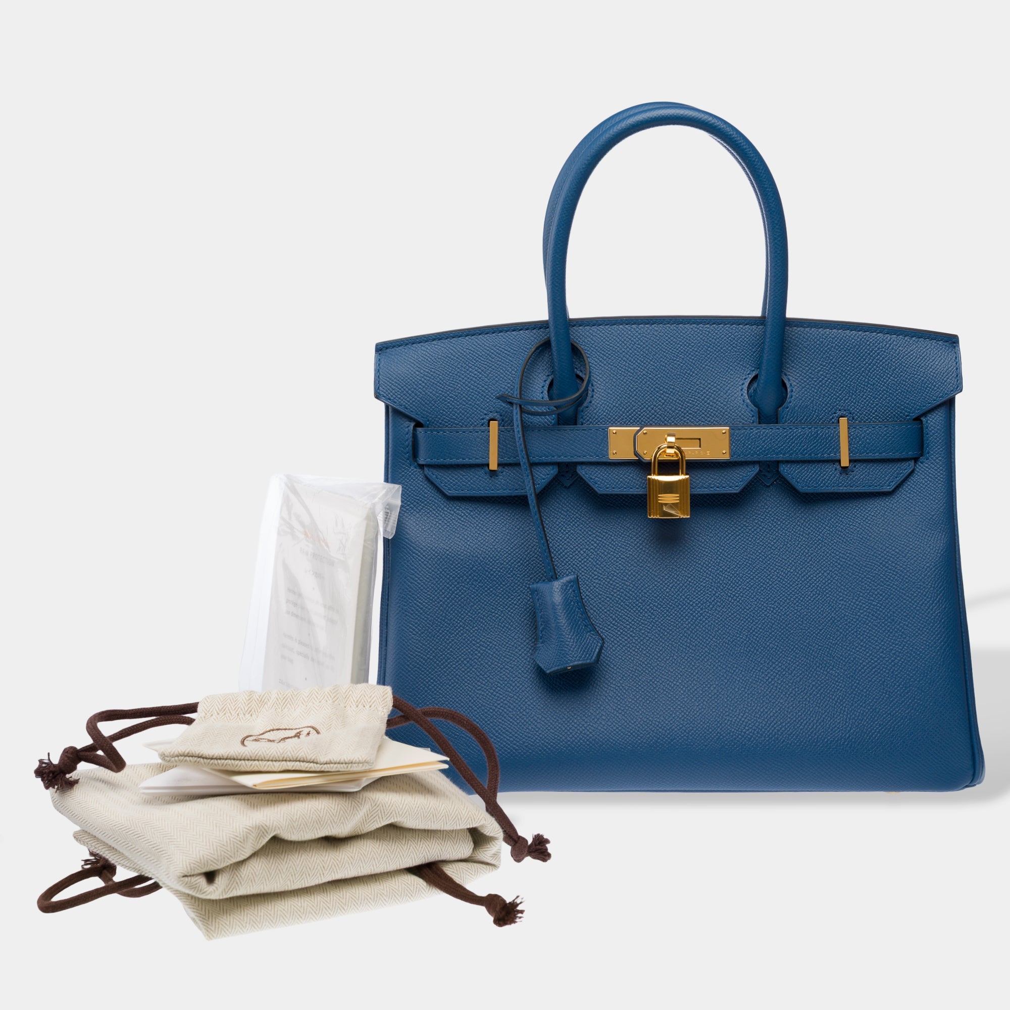 Sac HERMES Birkin 30 en Cuir Bleu - 103302