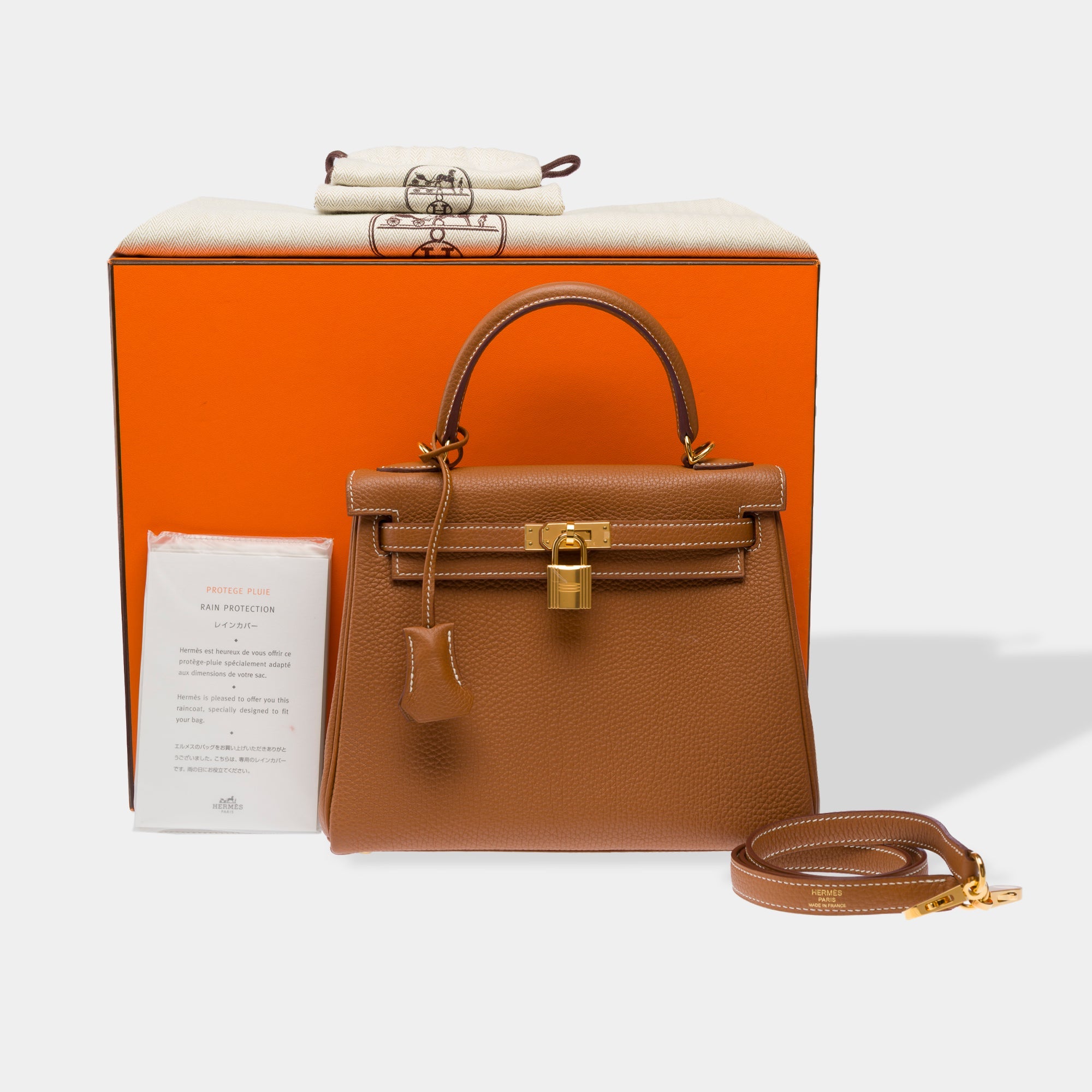 Sac HERMES Kelly 25 en Cuir Doré - 103311