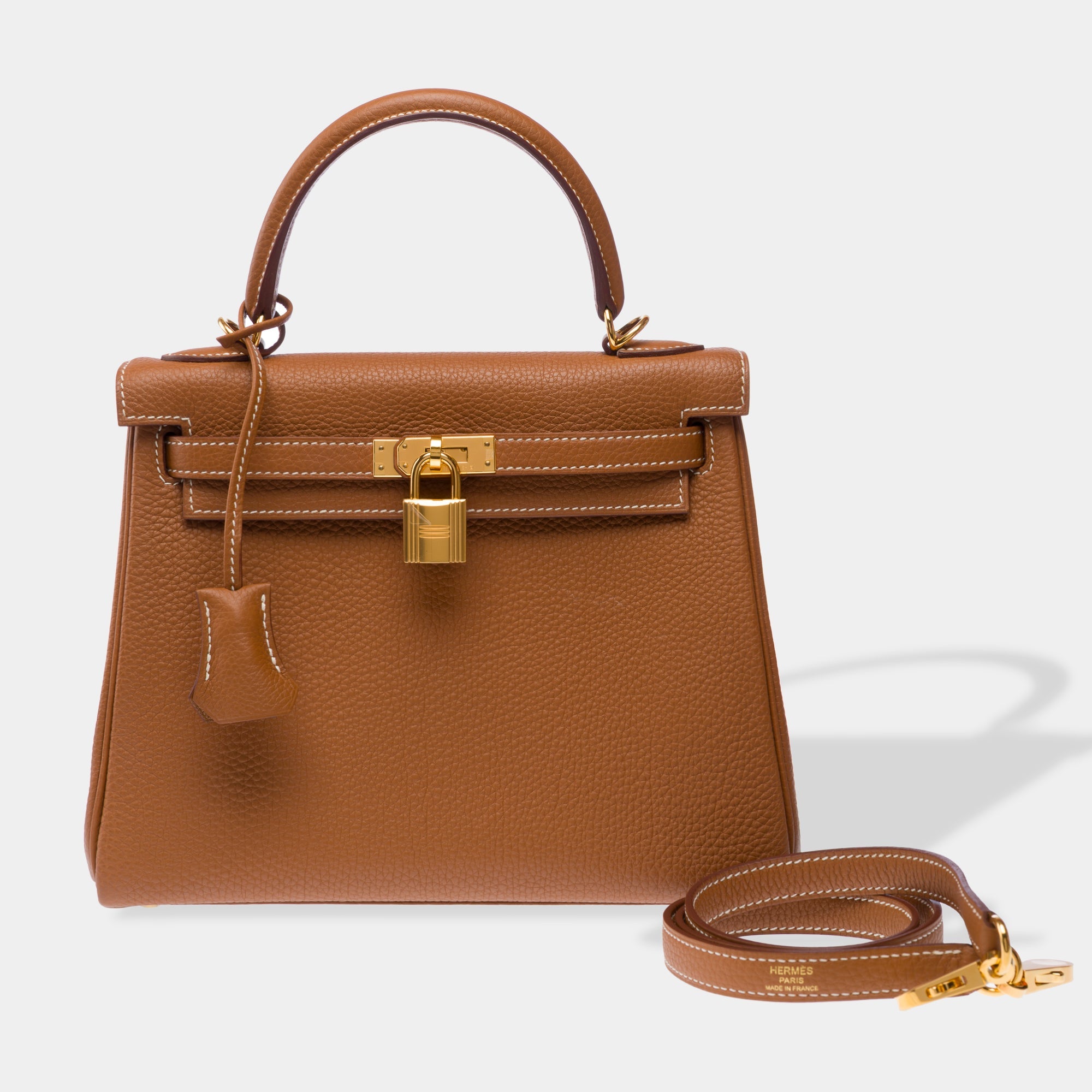 Sac HERMES Kelly 25 en Cuir Doré - 103311