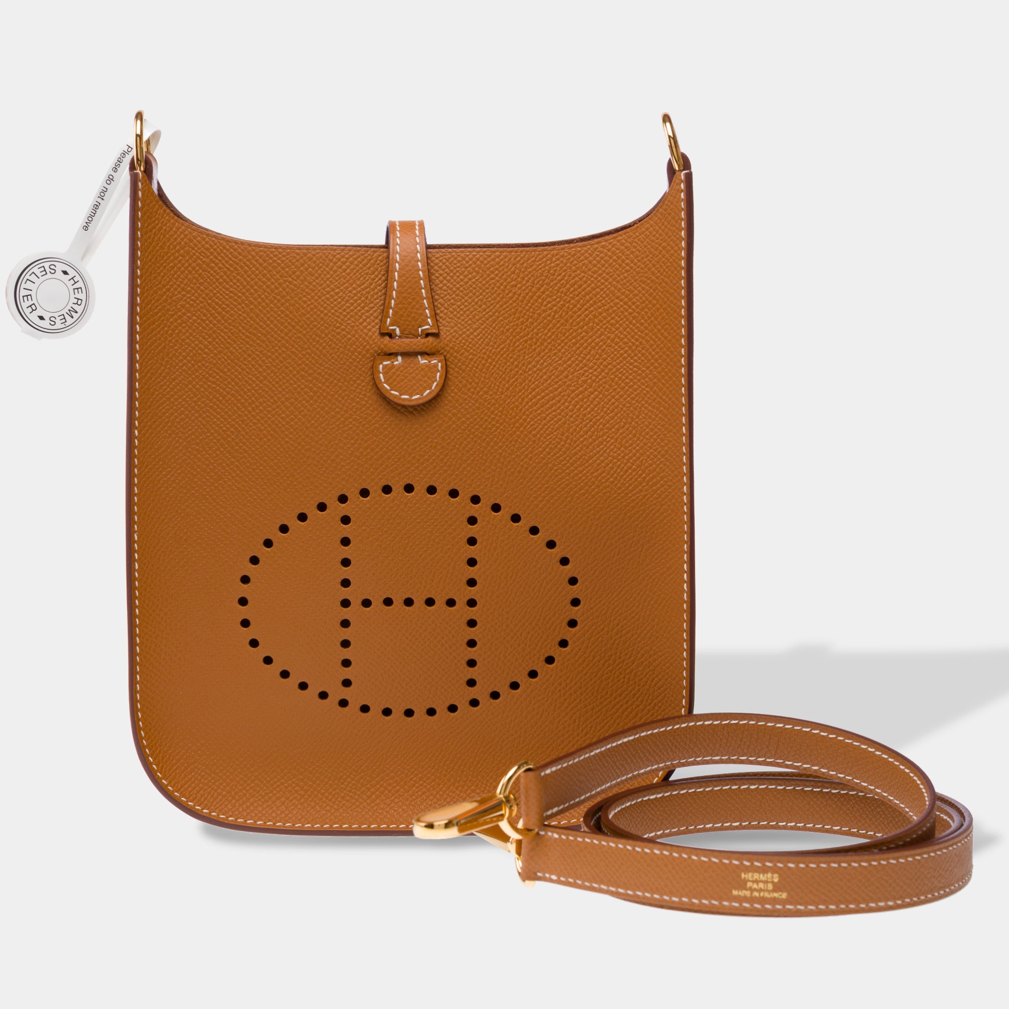 Sac HERMES Mini Evelyne en Cuir Doré - 103322