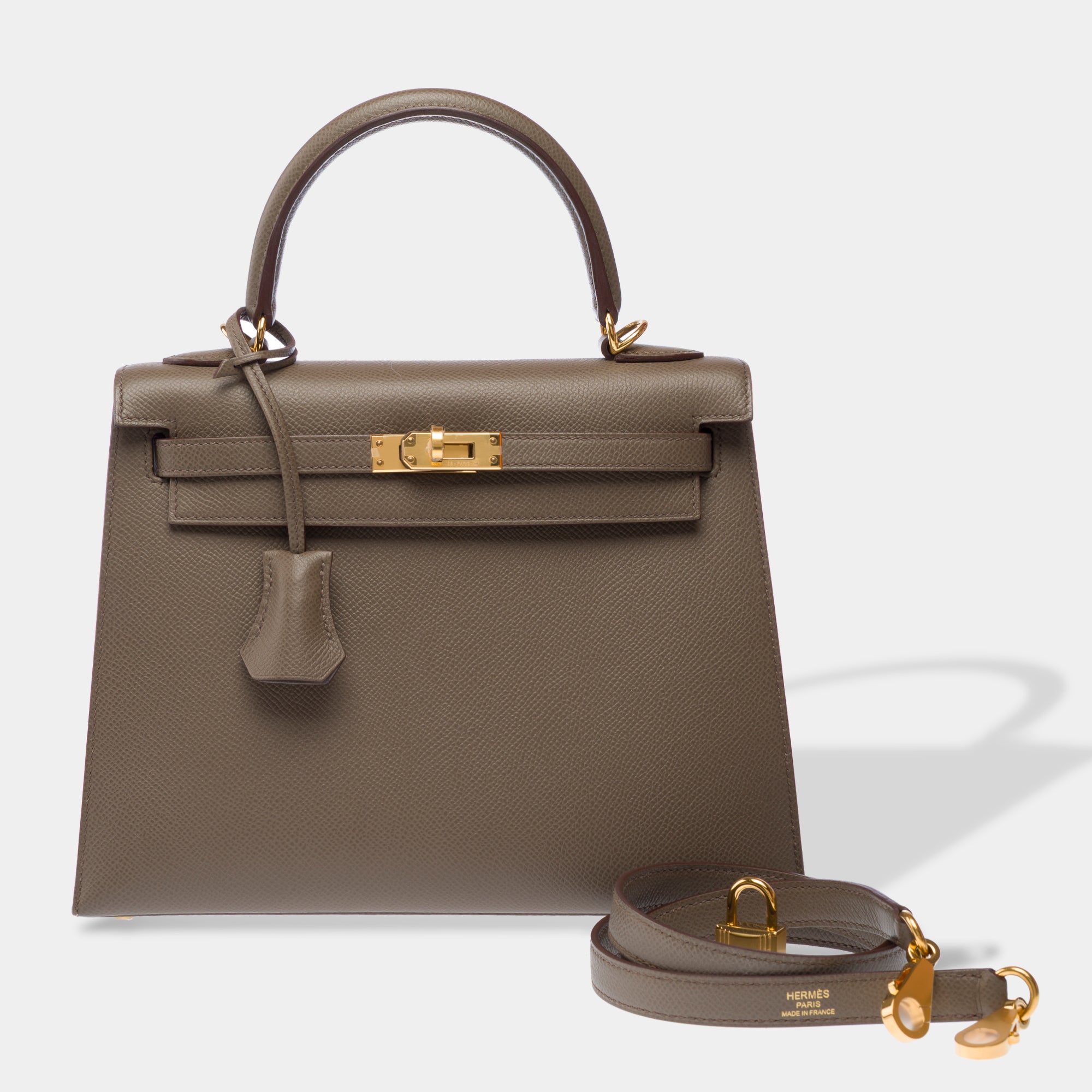 Sac HERMES Kelly 25 en Cuir Gris - 103308