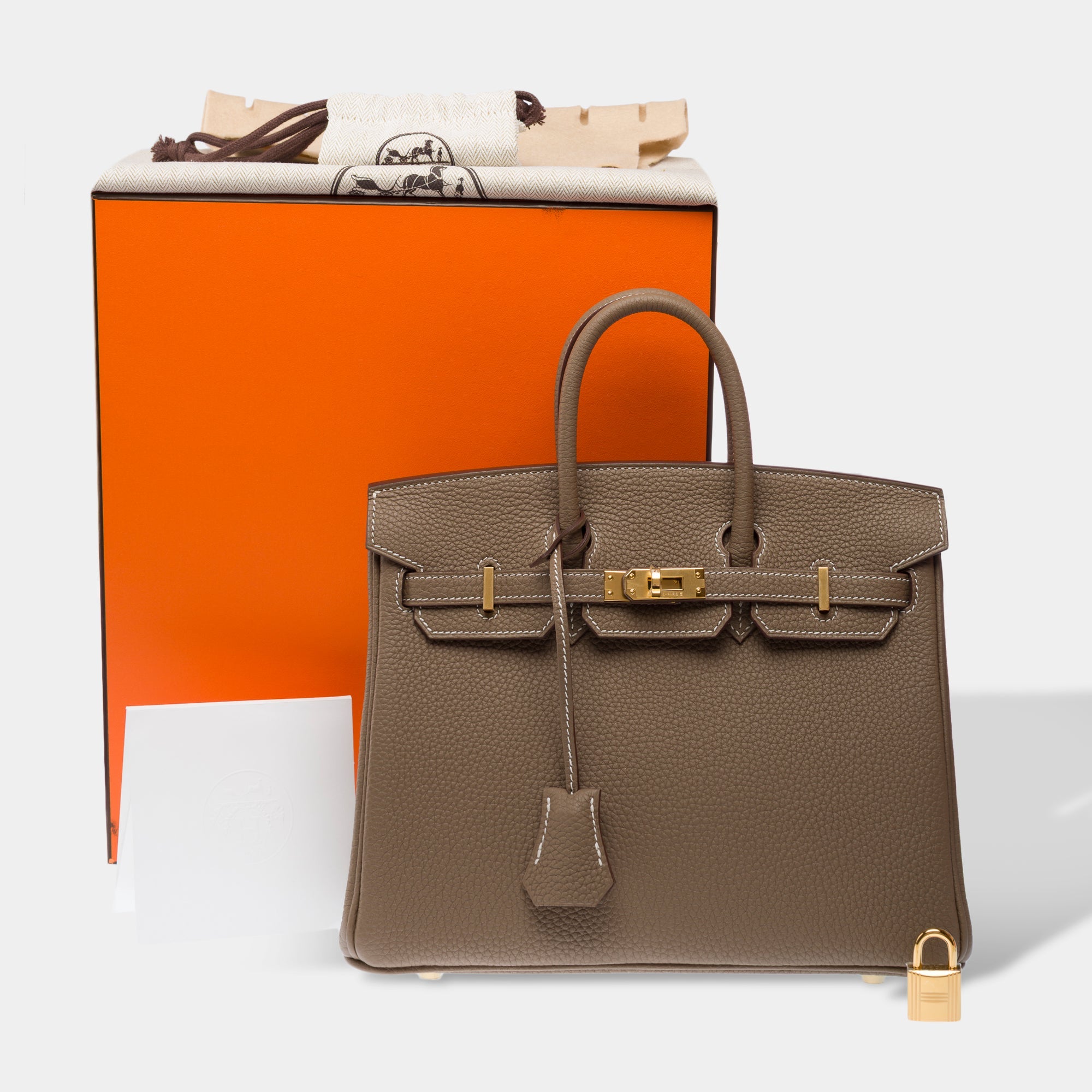 Sac HERMES Birkin 25 en Cuir Étoupe - 103324