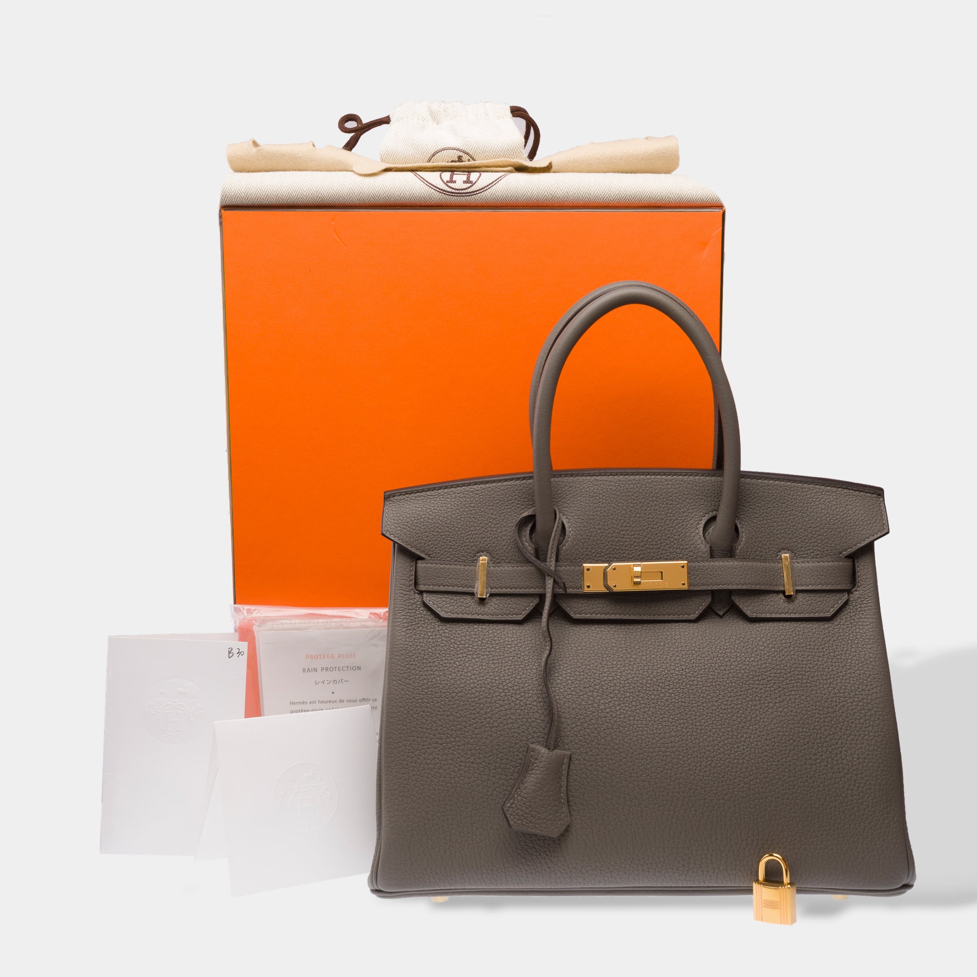 Sac HERMES Birkin 30 en Cuir Gris - 103307