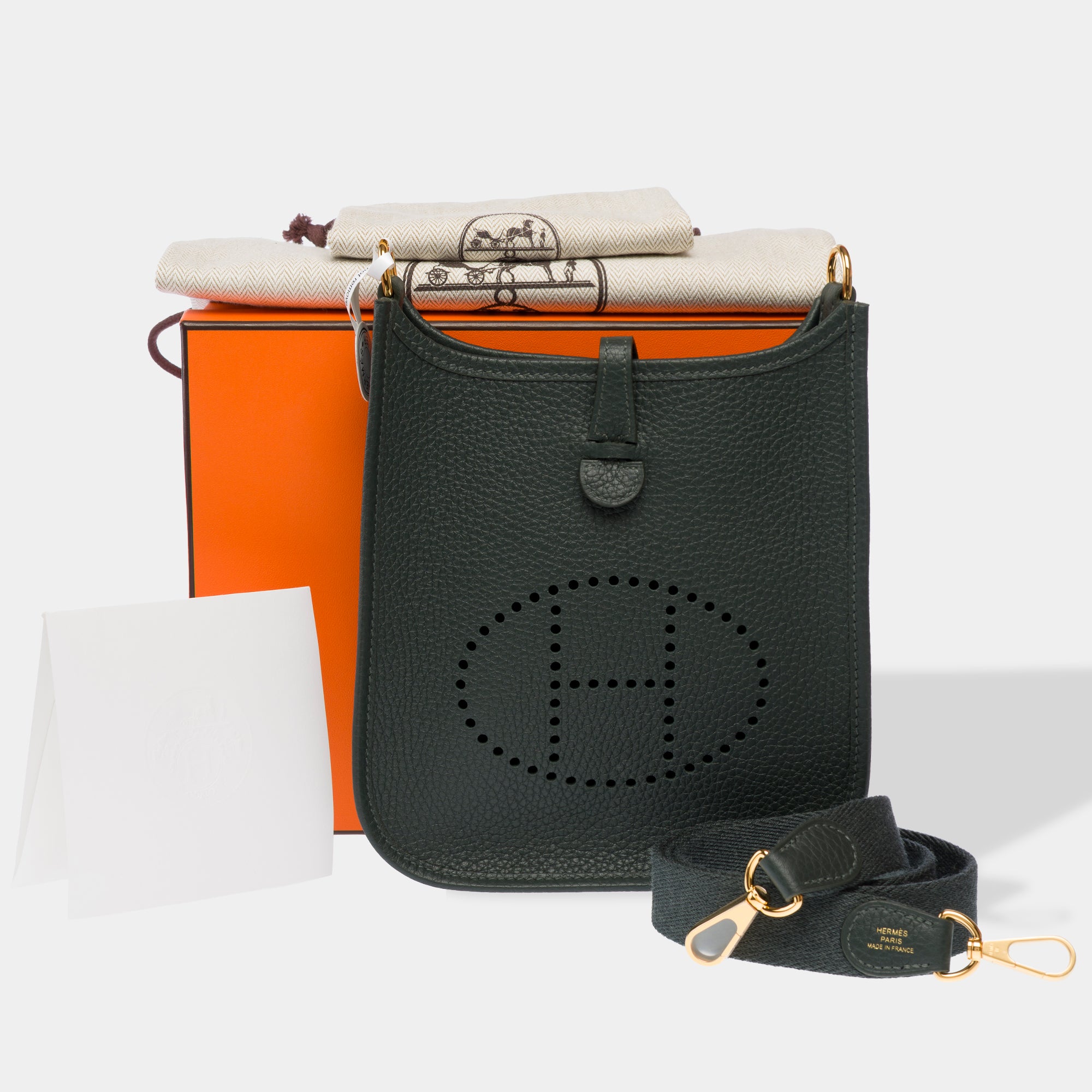 Sac HERMES Mini Evelyne en Cuir Vert - 103300