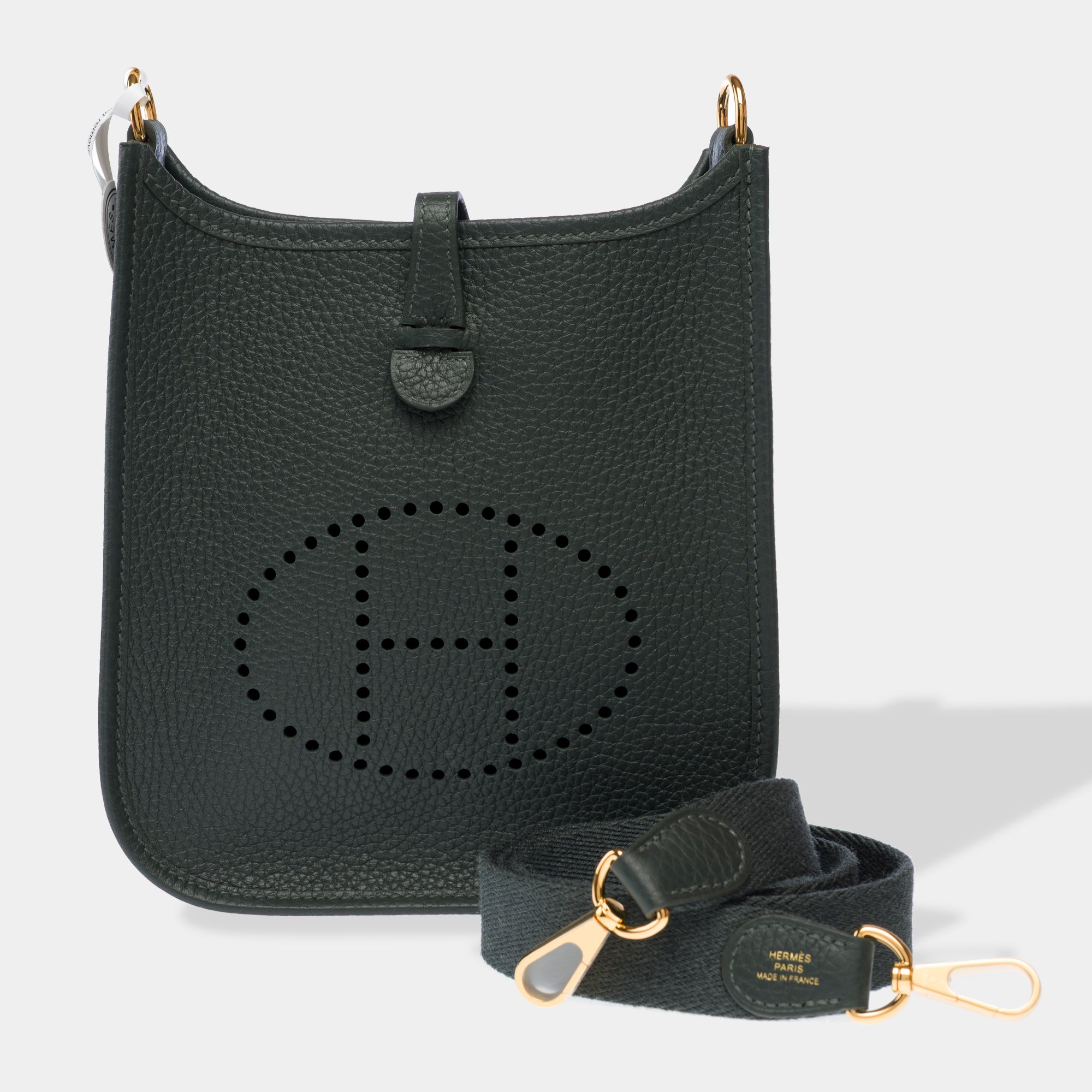 Sac HERMES Mini Evelyne en Cuir Vert - 103300