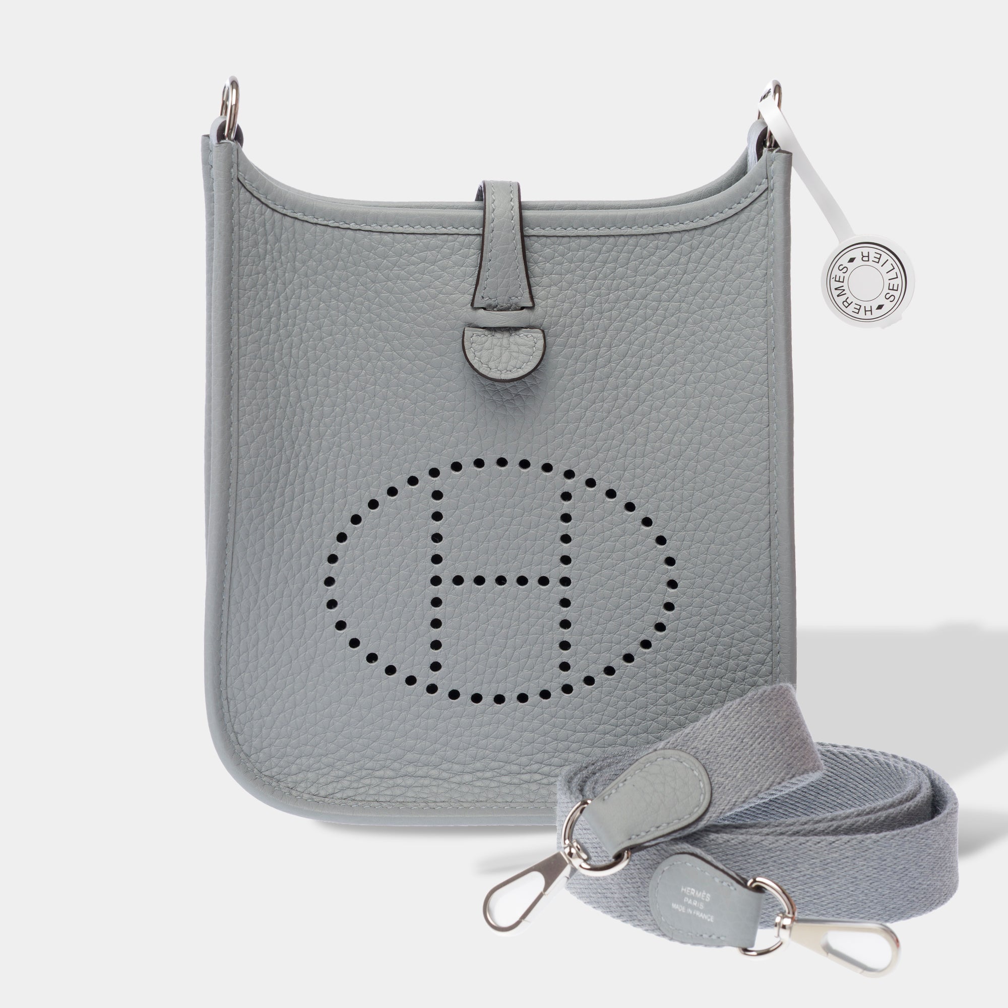 Sac HERMES Mini Evelyne en Cuir Gris - 103351