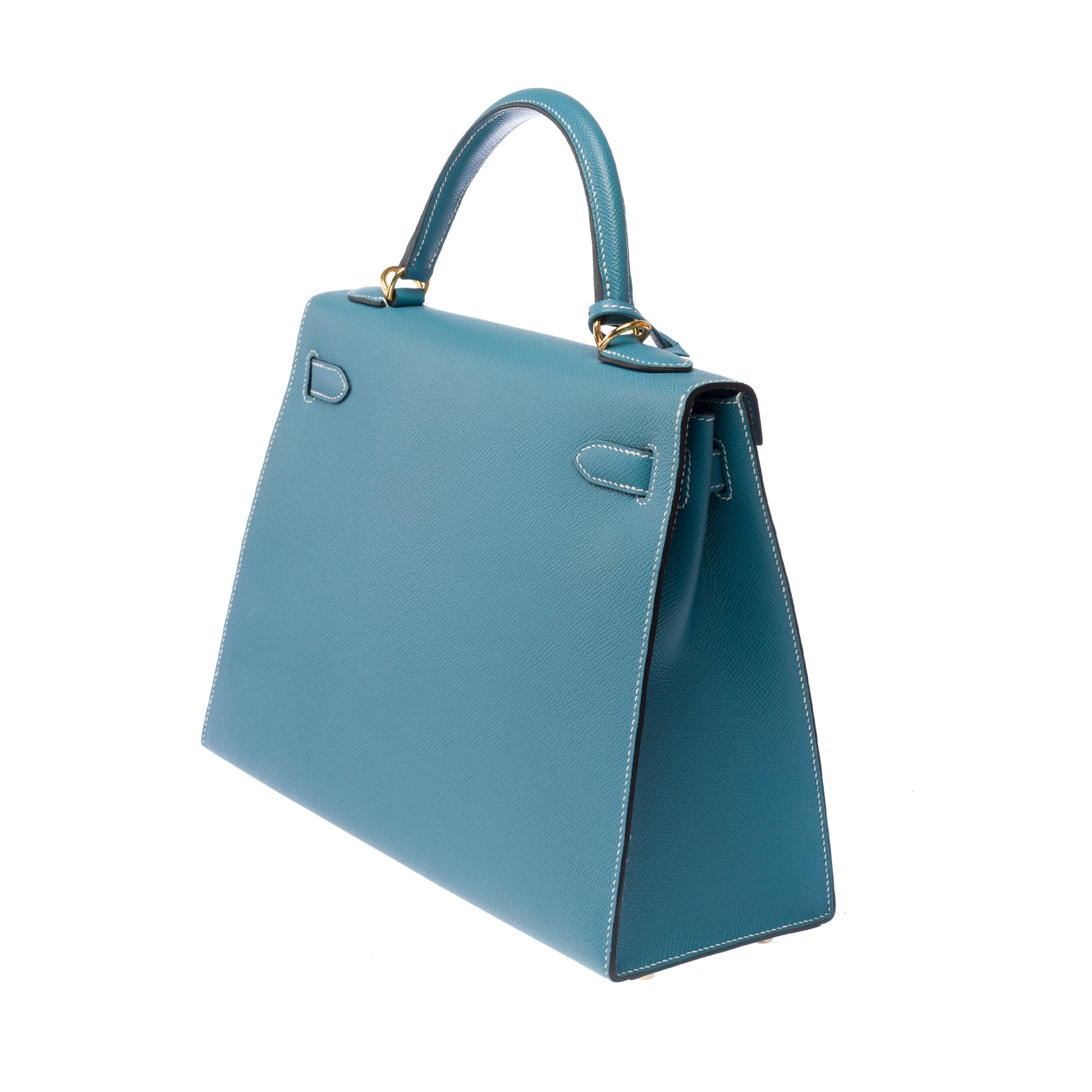 Sac HERMES Kelly 32 en Cuir Bleu - 103329