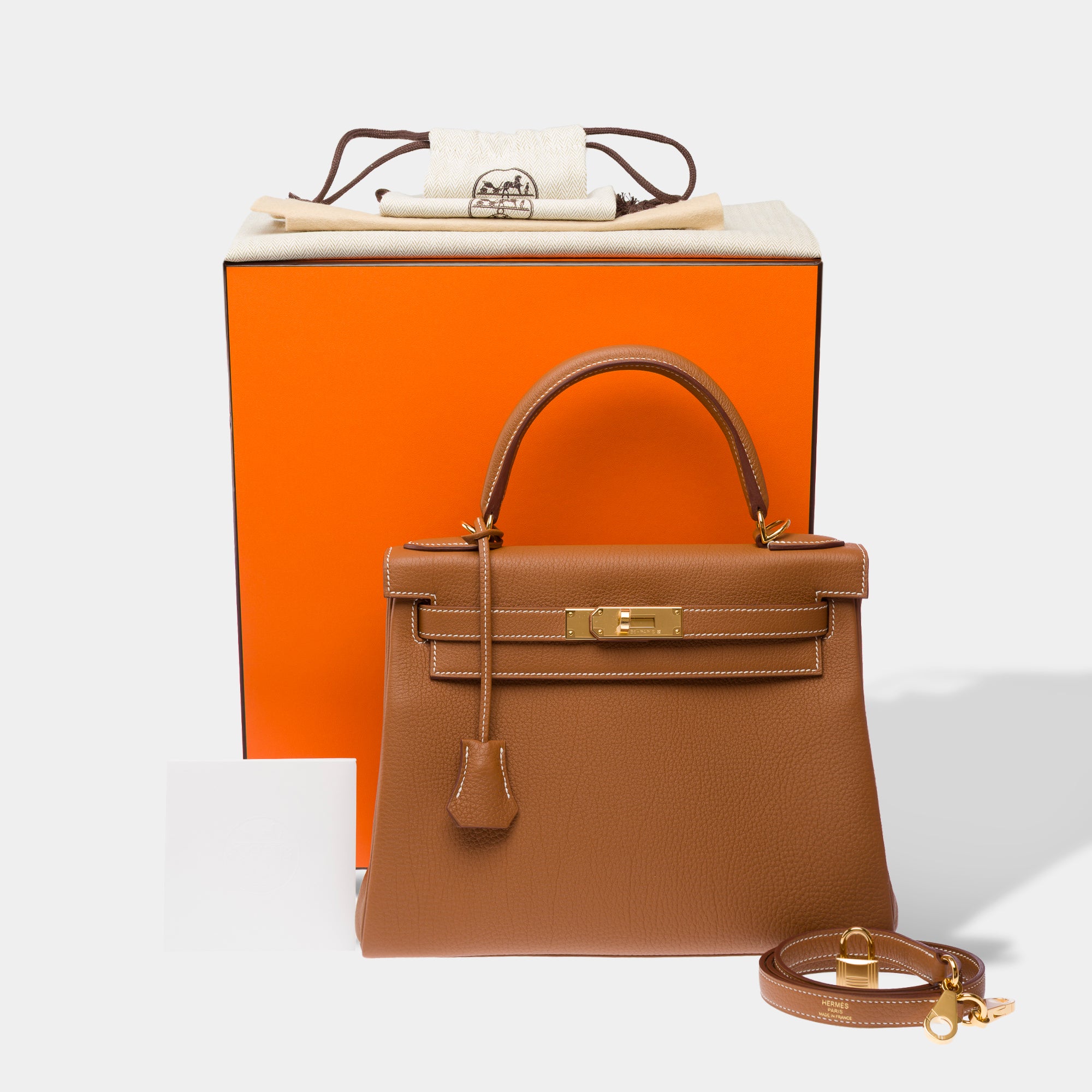 Sac HERMES Kelly 28 en Cuir Doré - 103350