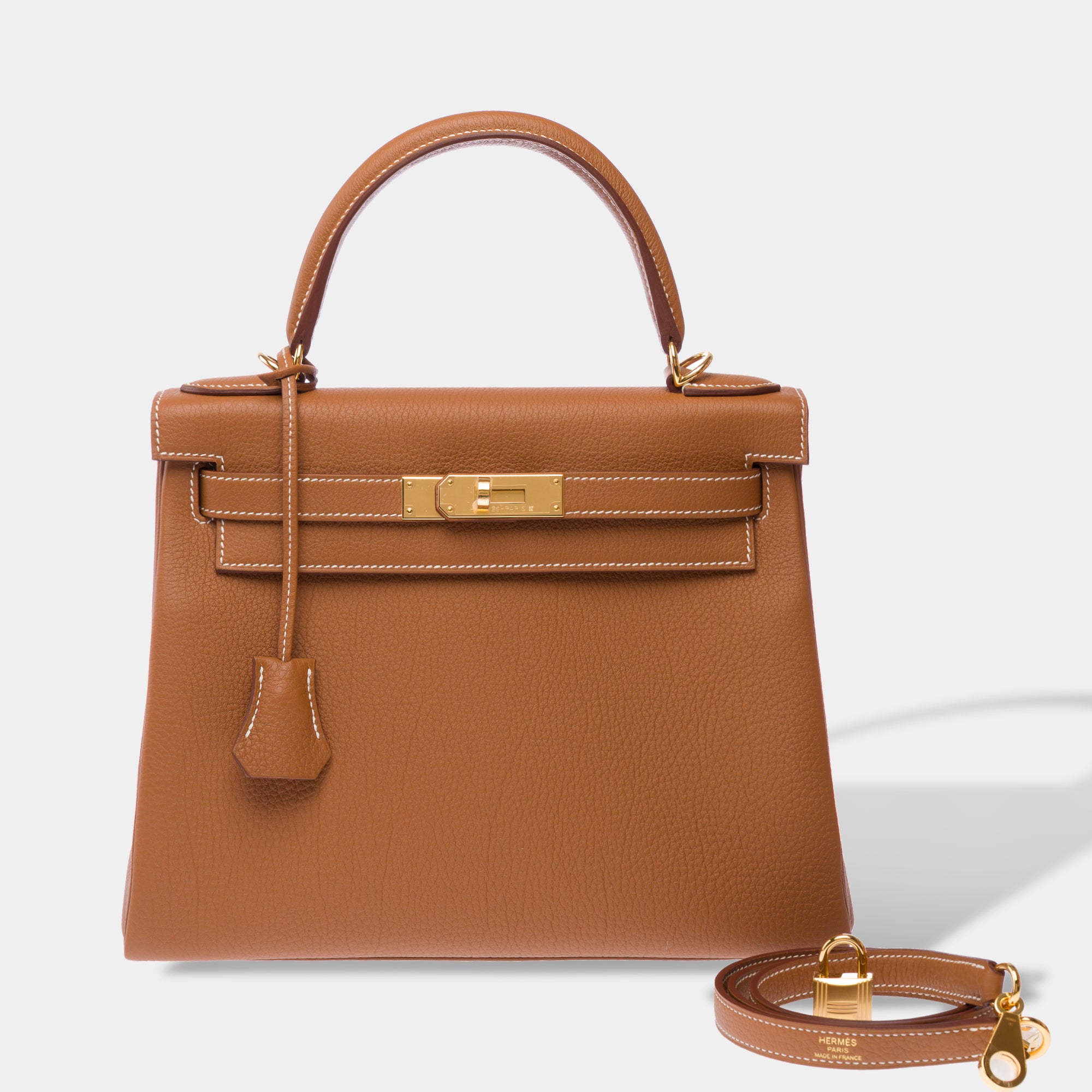 Sac HERMES Kelly 28 en Cuir Doré - 103350
