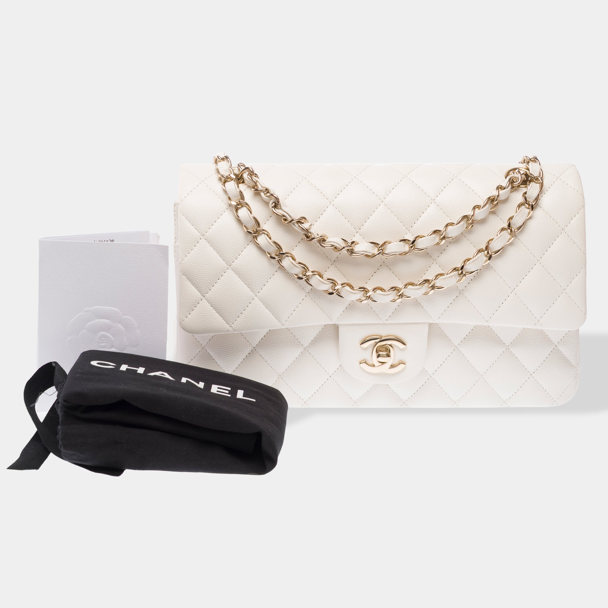 Sac CHANEL Timeless/Classique en Cuir Blanc - 103356