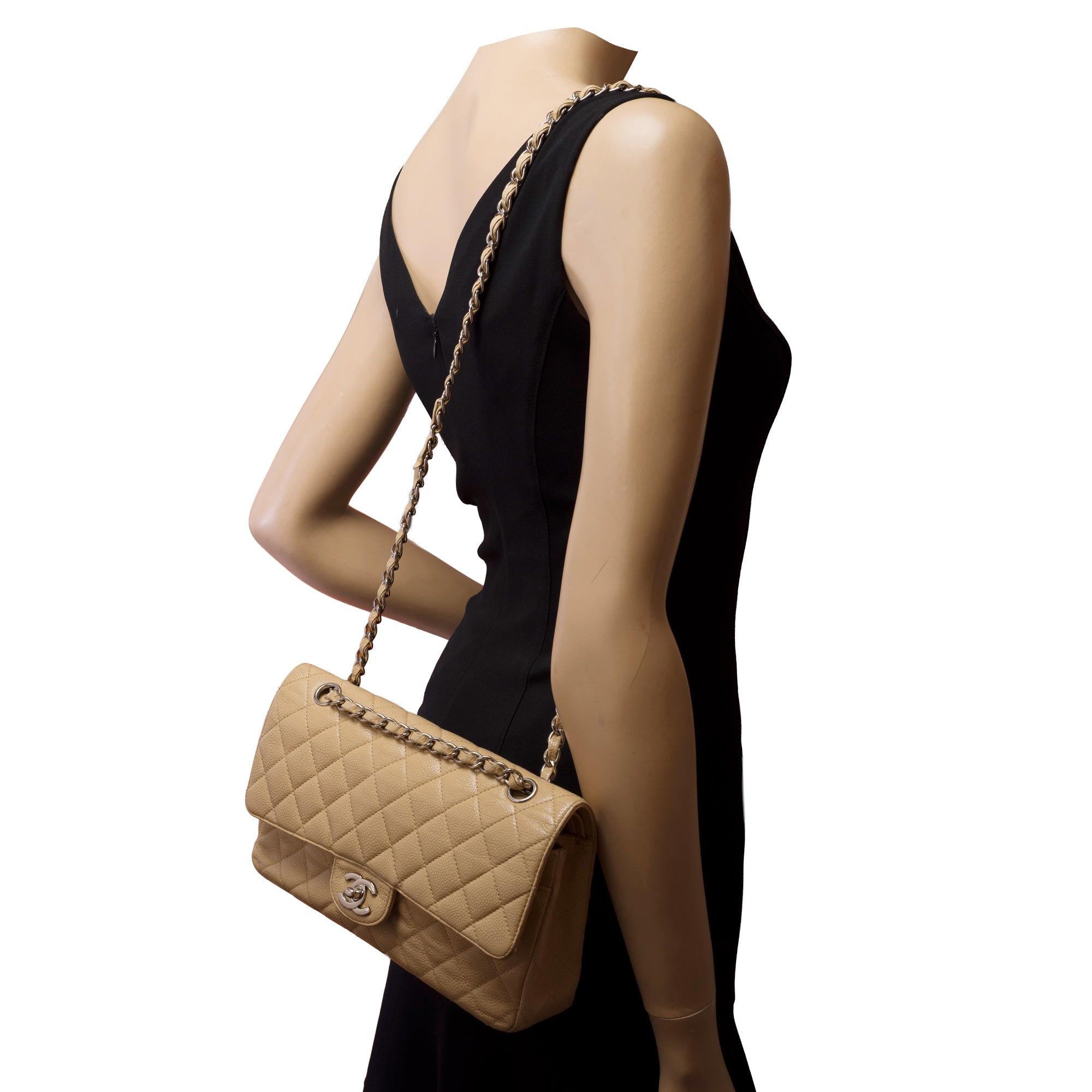 Sac CHANEL Timeless/Classique en Cuir Beige - 103360