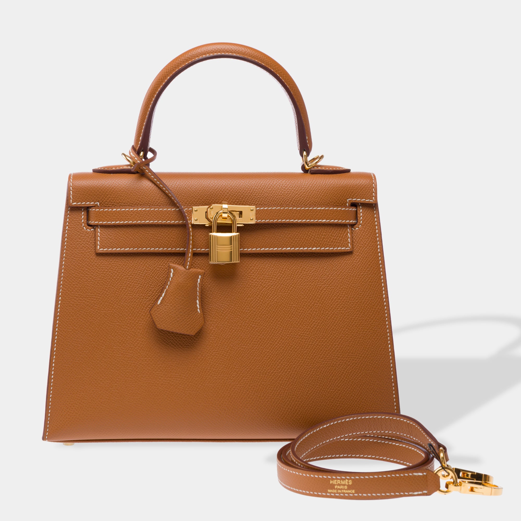 Sac HERMES Kelly 25 en Cuir Doré - 103373