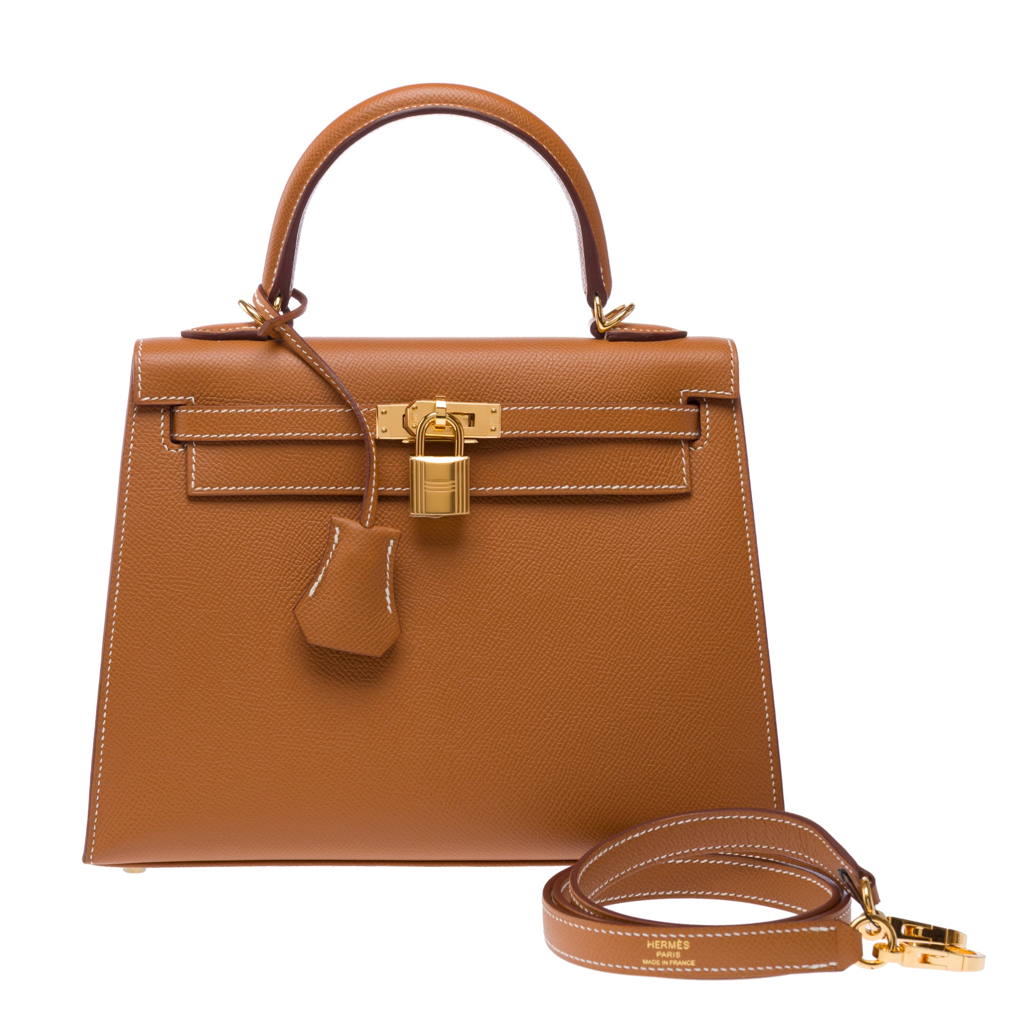 Sac HERMES Kelly 25 en Cuir Doré - 103373
