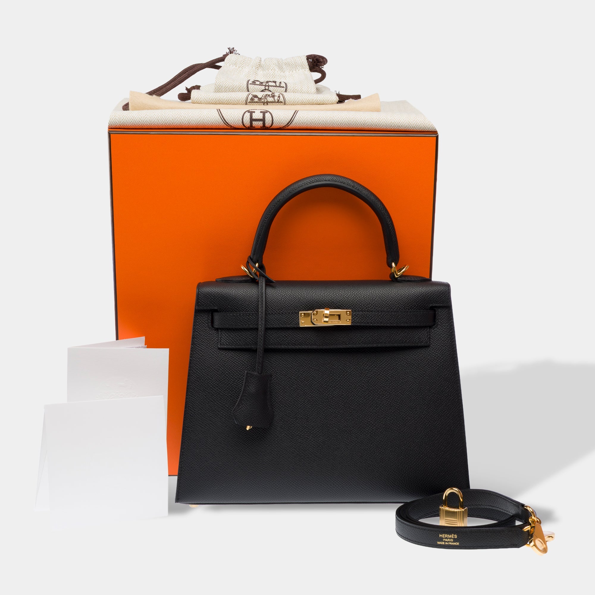Sac HERMES Kelly 25 en Cuir Noir - 103379