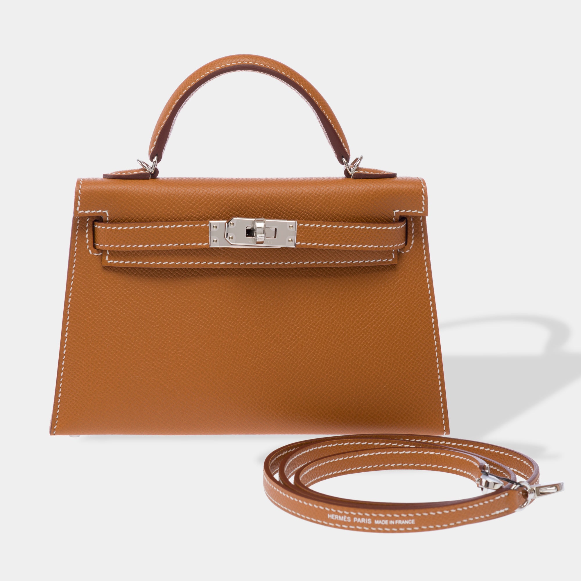 Sac HERMES Kelly Mini en Cuir Doré - 103393
