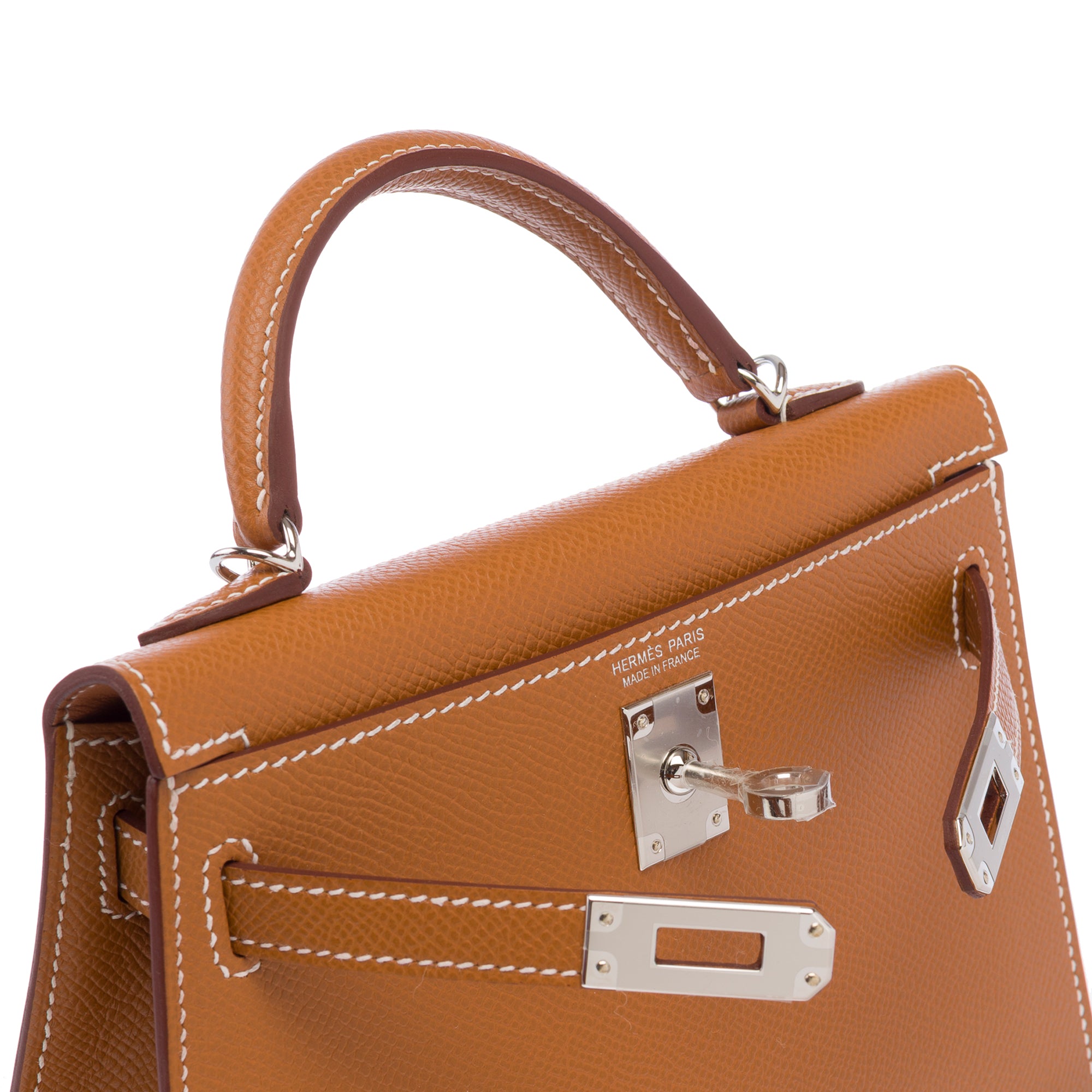Sac HERMES Kelly Mini en Cuir Doré - 103393
