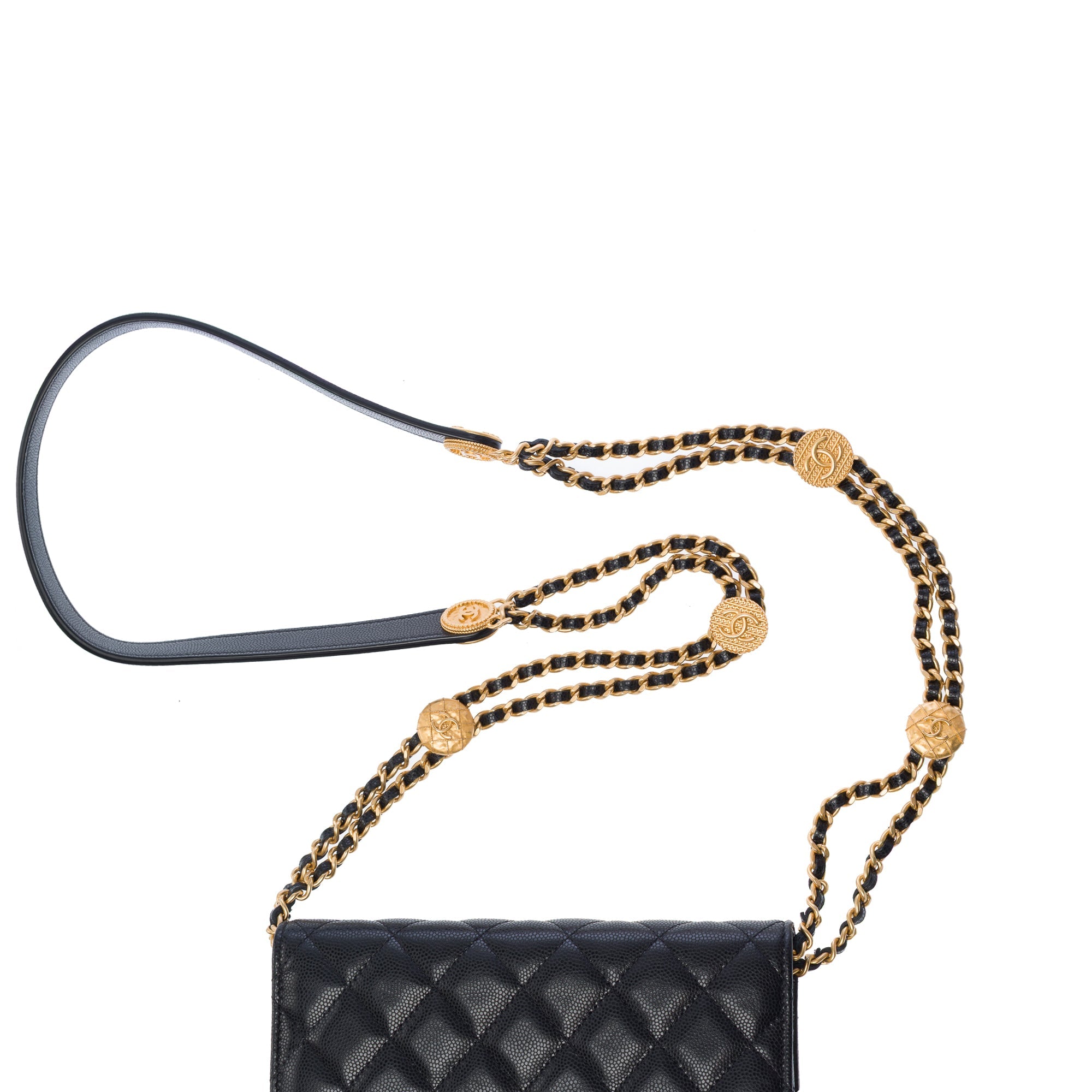 Sac CHANEL Wallet on Chain en Cuir Noir - 103397