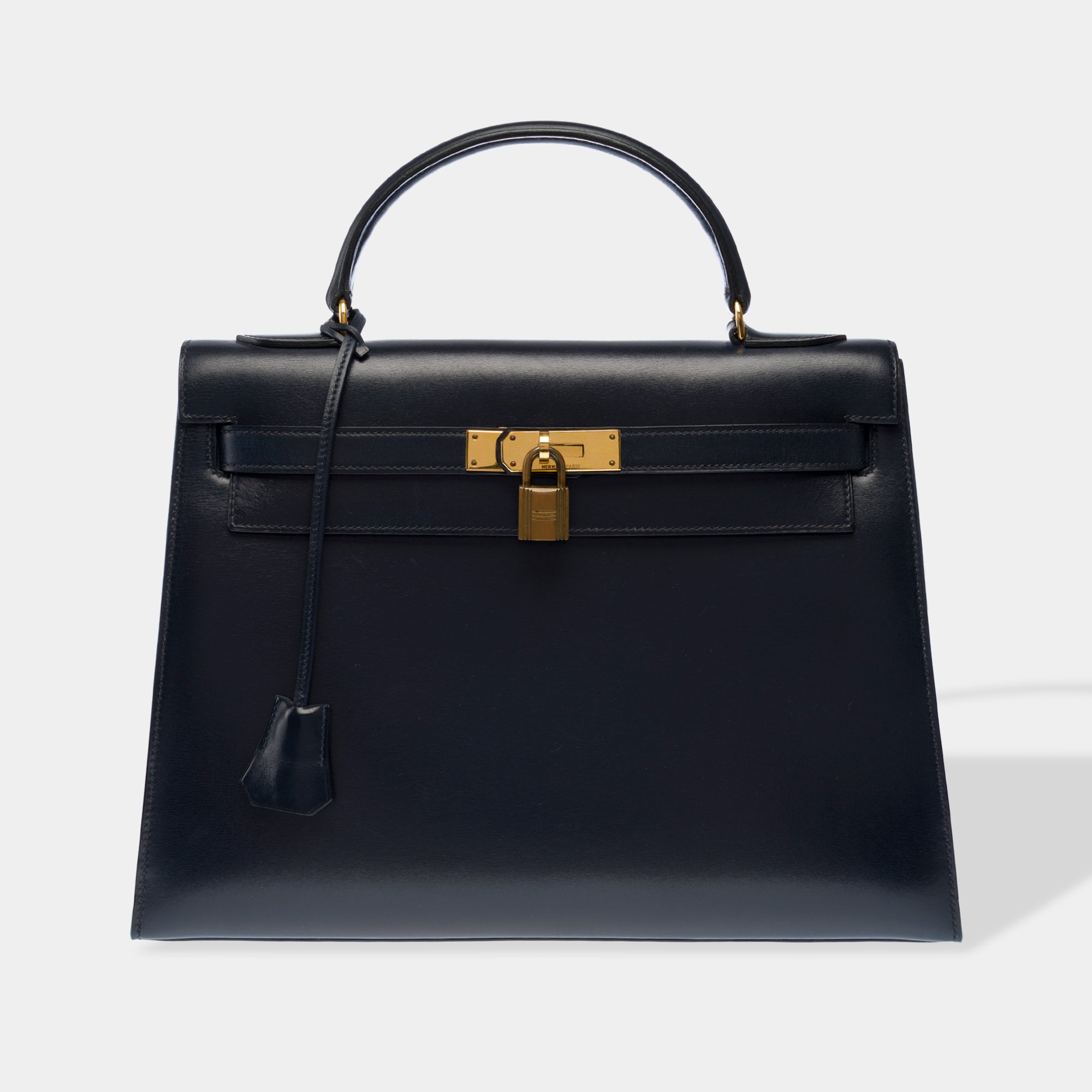 Sac HERMES Kelly 32 en Cuir Bleu Marine - 103411