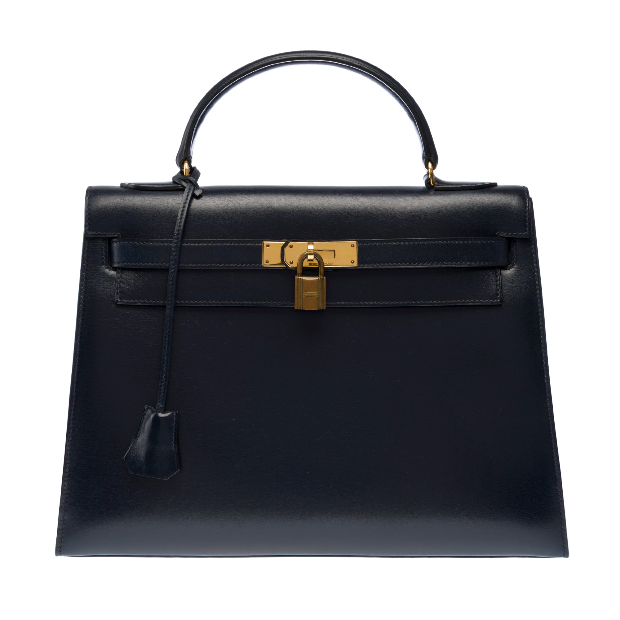 Sac HERMES Kelly 32 en Cuir Bleu Marine - 103411