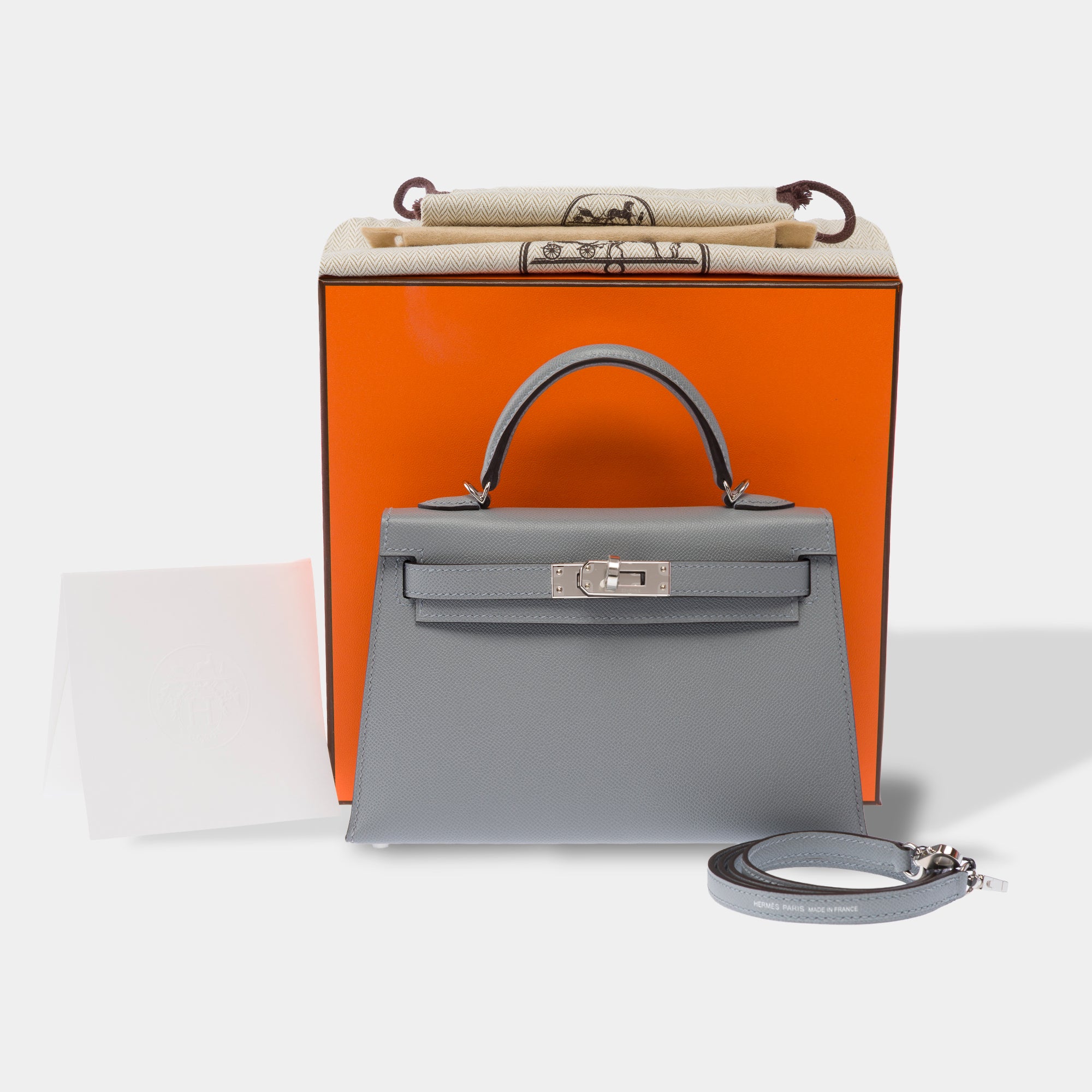 Sac HERMES Kelly Mini en Cuir Gris - 103419