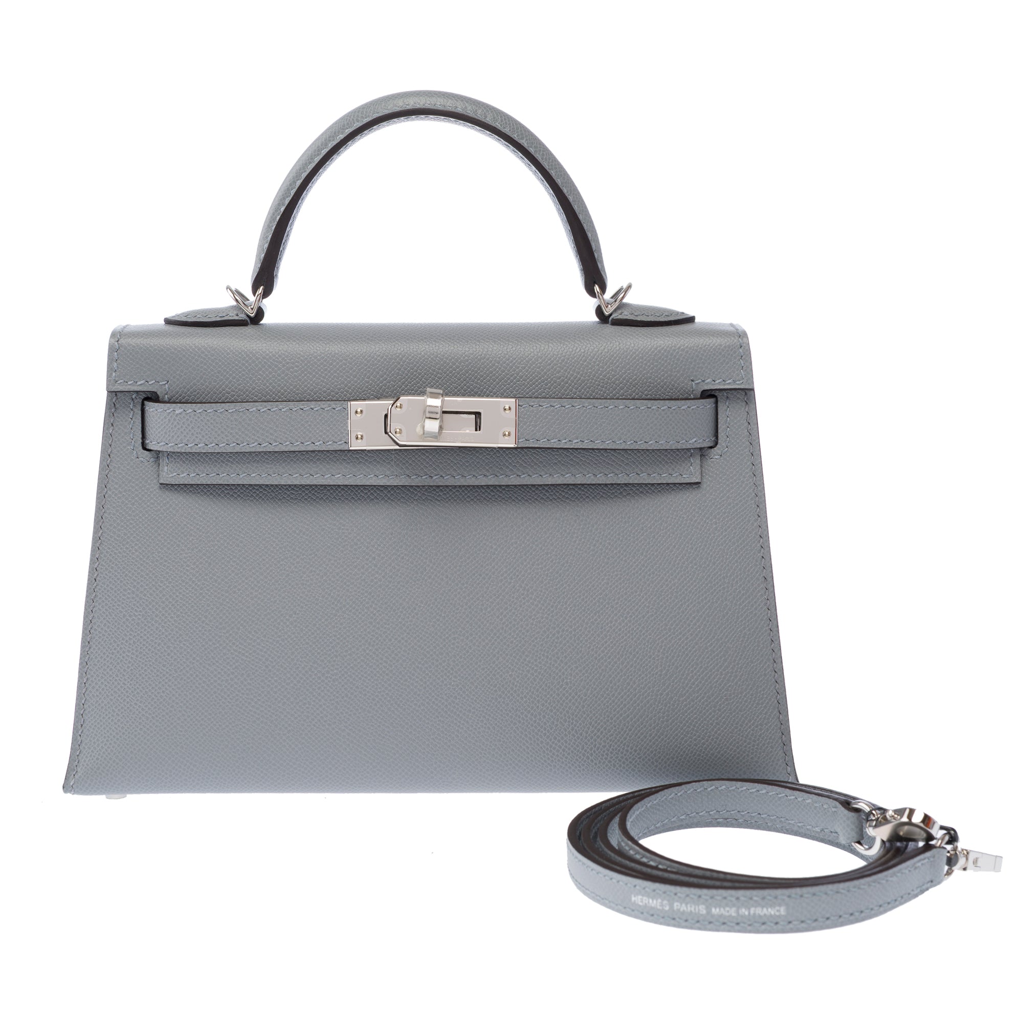 Sac HERMES Kelly Mini en Cuir Gris - 103419