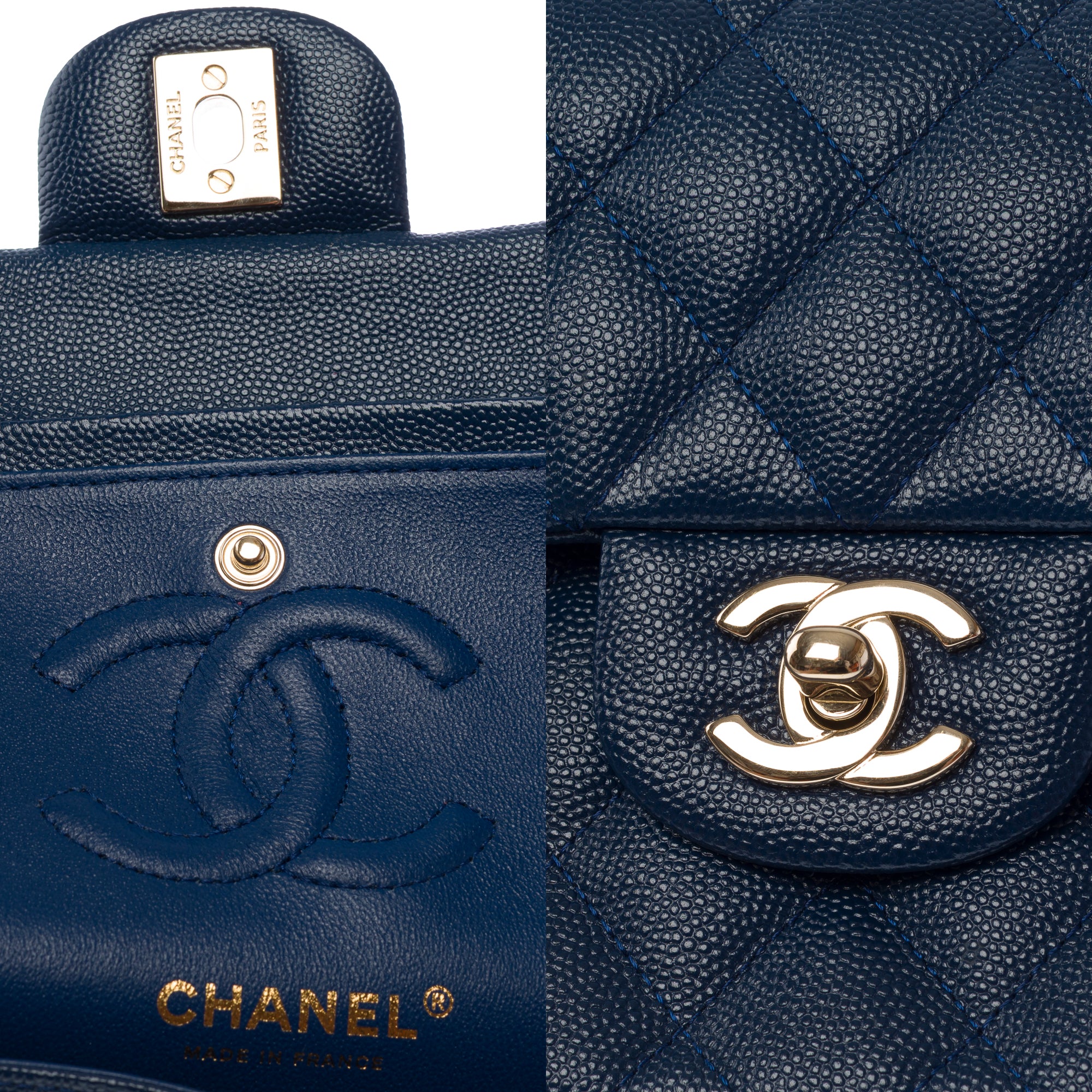 Sac CHANEL Timeless/Classique en Cuir Bleu Marine - 103424