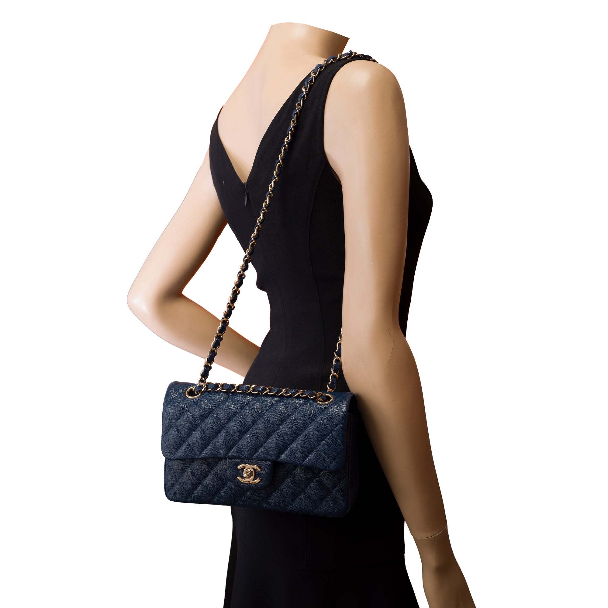 Sac CHANEL Timeless/Classique en Cuir Bleu Marine - 103424