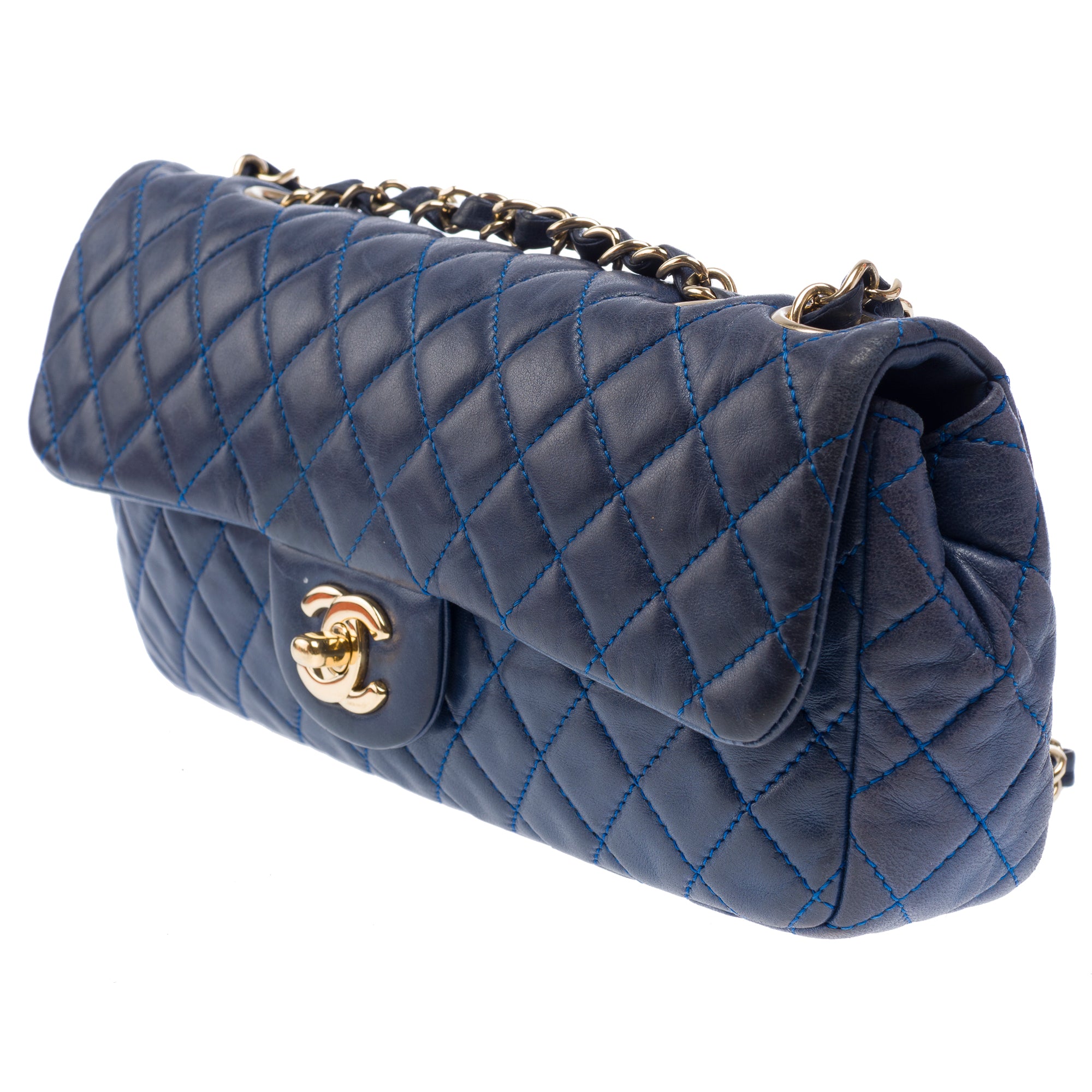 Sac CHANEL Timeless/Classique en Cuir Bleu Marine - 103428