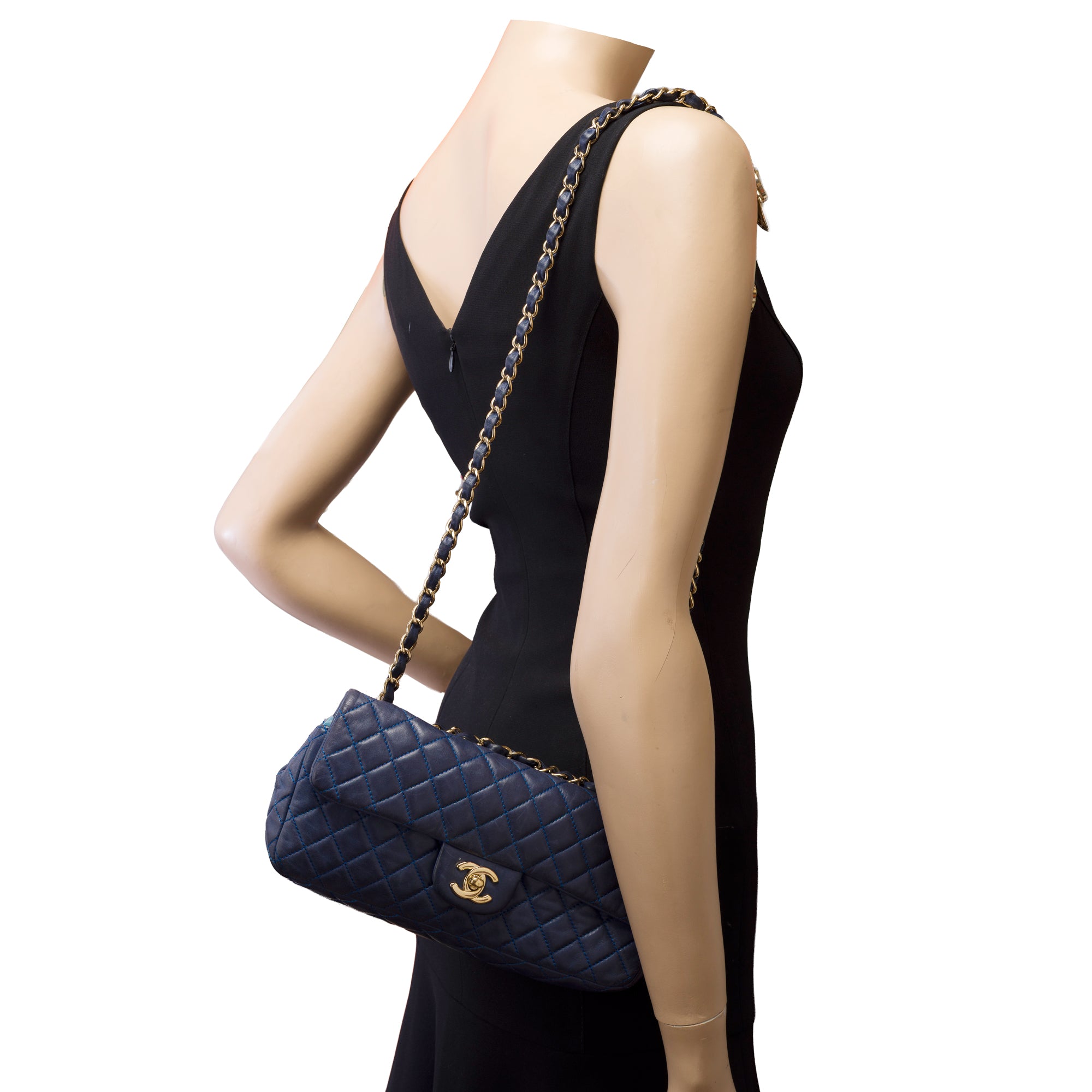 Sac CHANEL Timeless/Classique en Cuir Bleu Marine - 103428