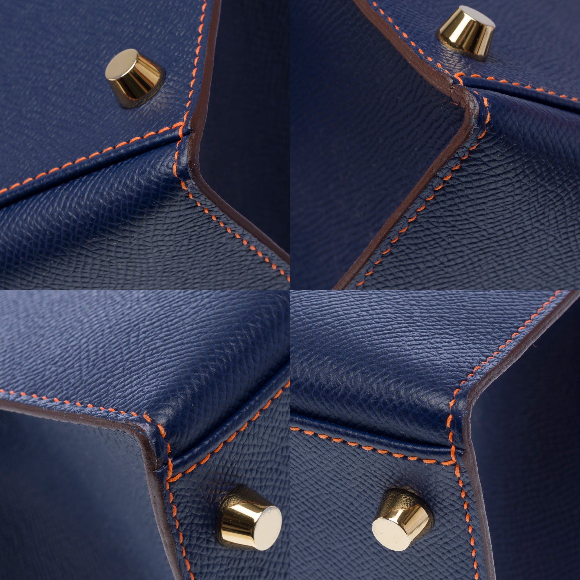 Sac HERMES Kelly 32 en Cuir Bleu - 103430
