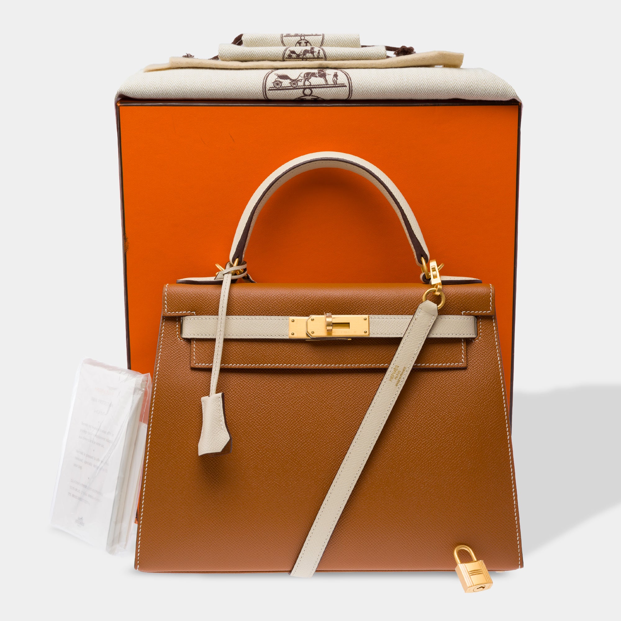 Sac HERMES Kelly 28 en Cuir Doré - 103452