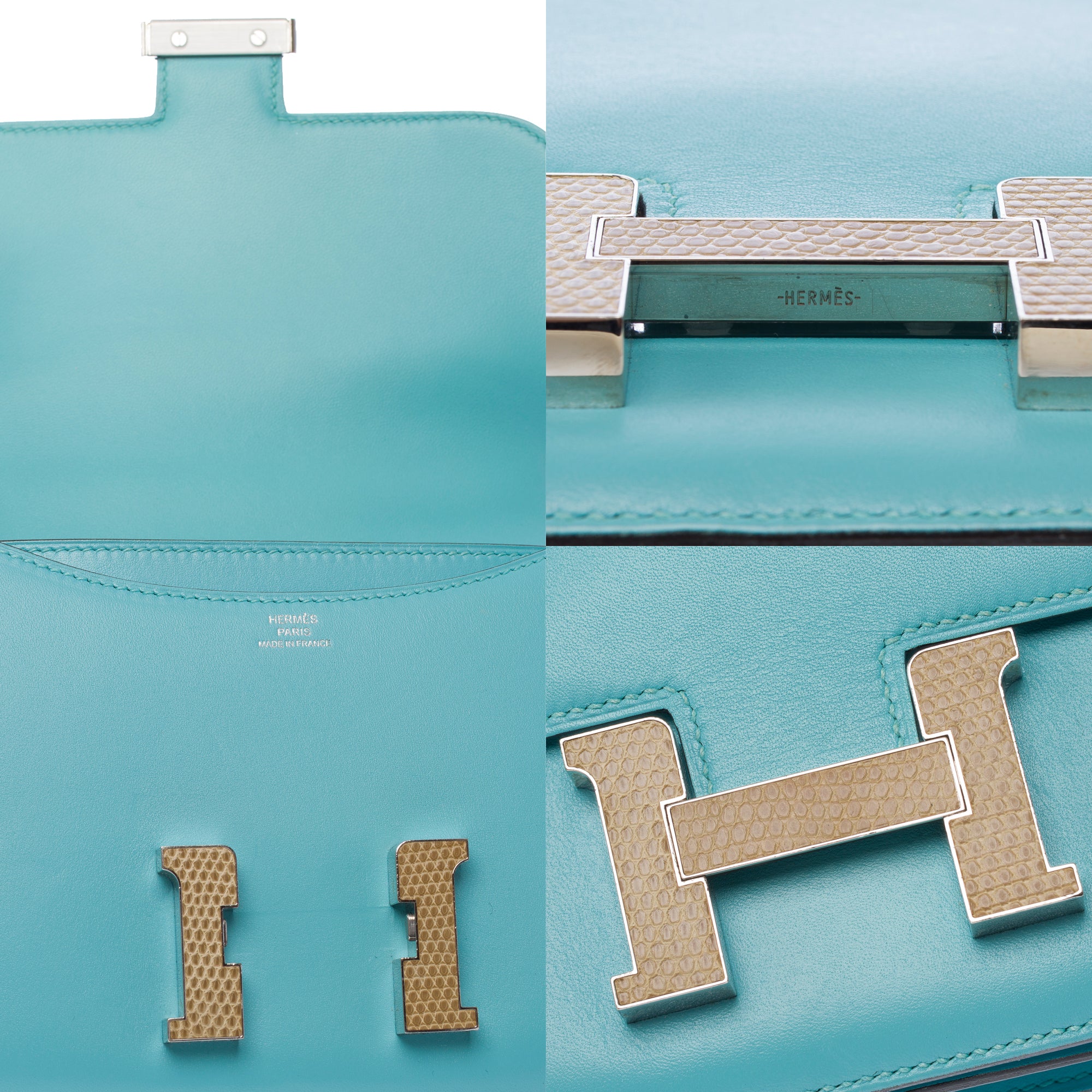 Sac HERMES Constance en Cuir Bleu - 103444