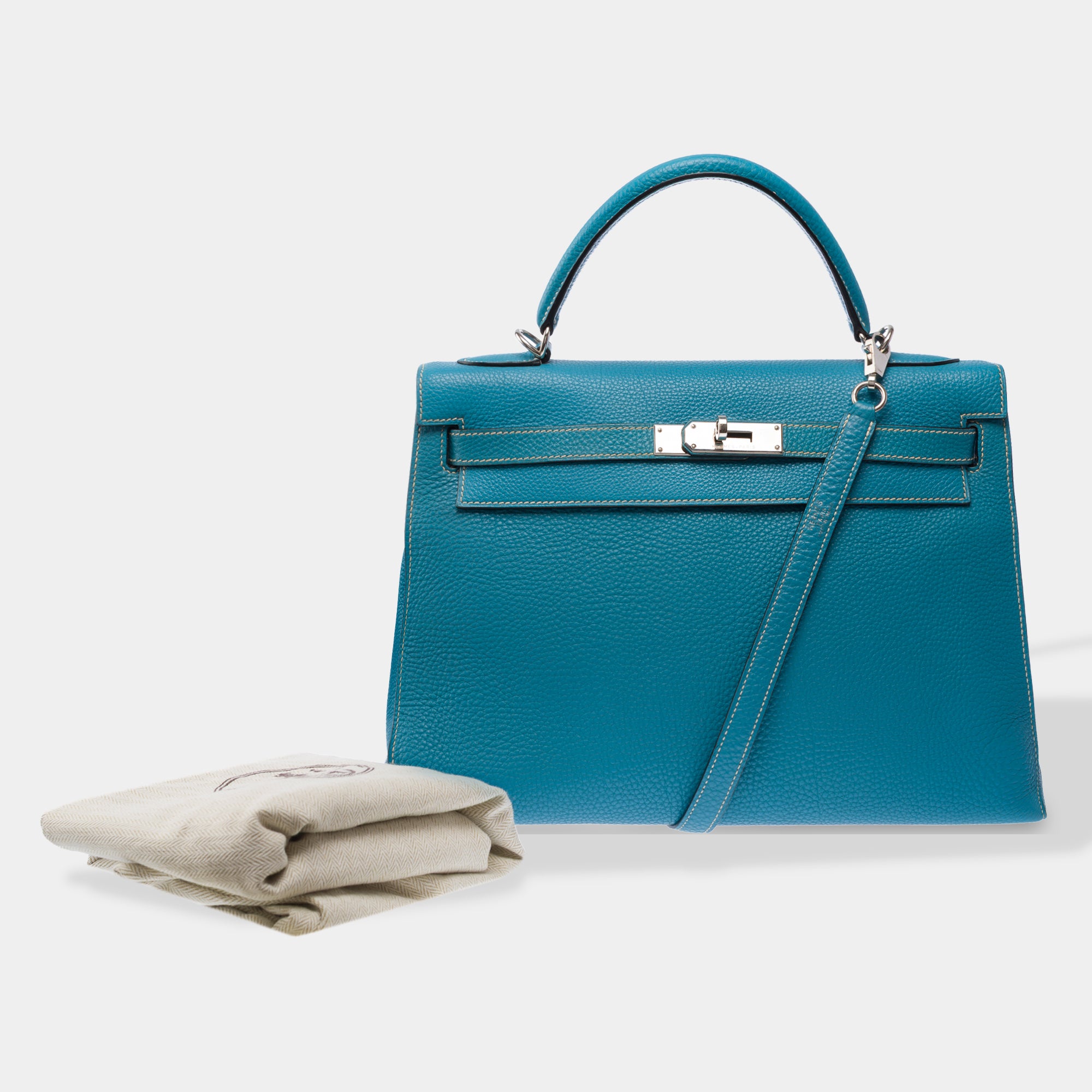 Sac HERMES Kelly 32 en Cuir Bleu - 103442
