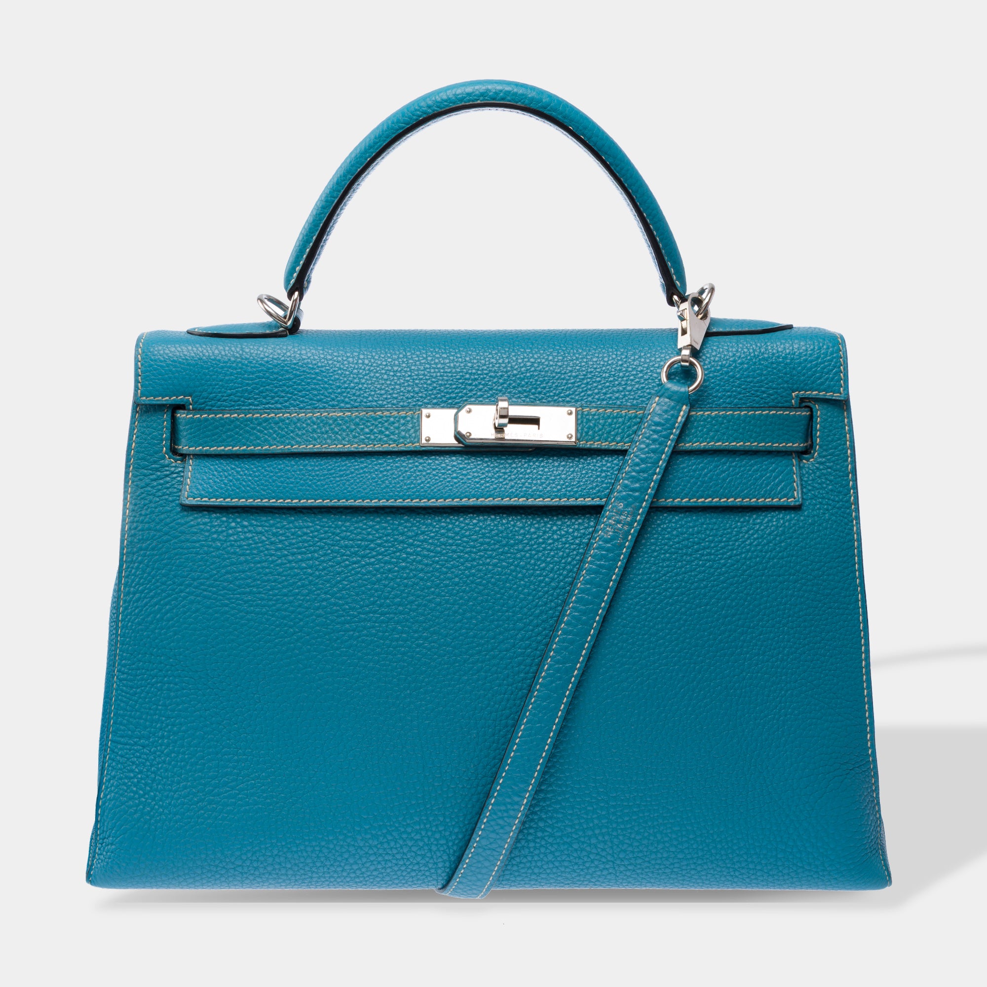 Sac HERMES Kelly 32 en Cuir Bleu - 103442